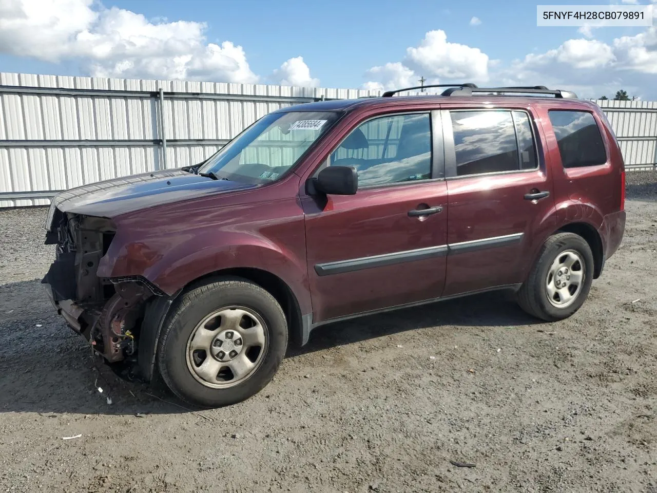 2012 Honda Pilot Lx VIN: 5FNYF4H28CB079891 Lot: 74385684