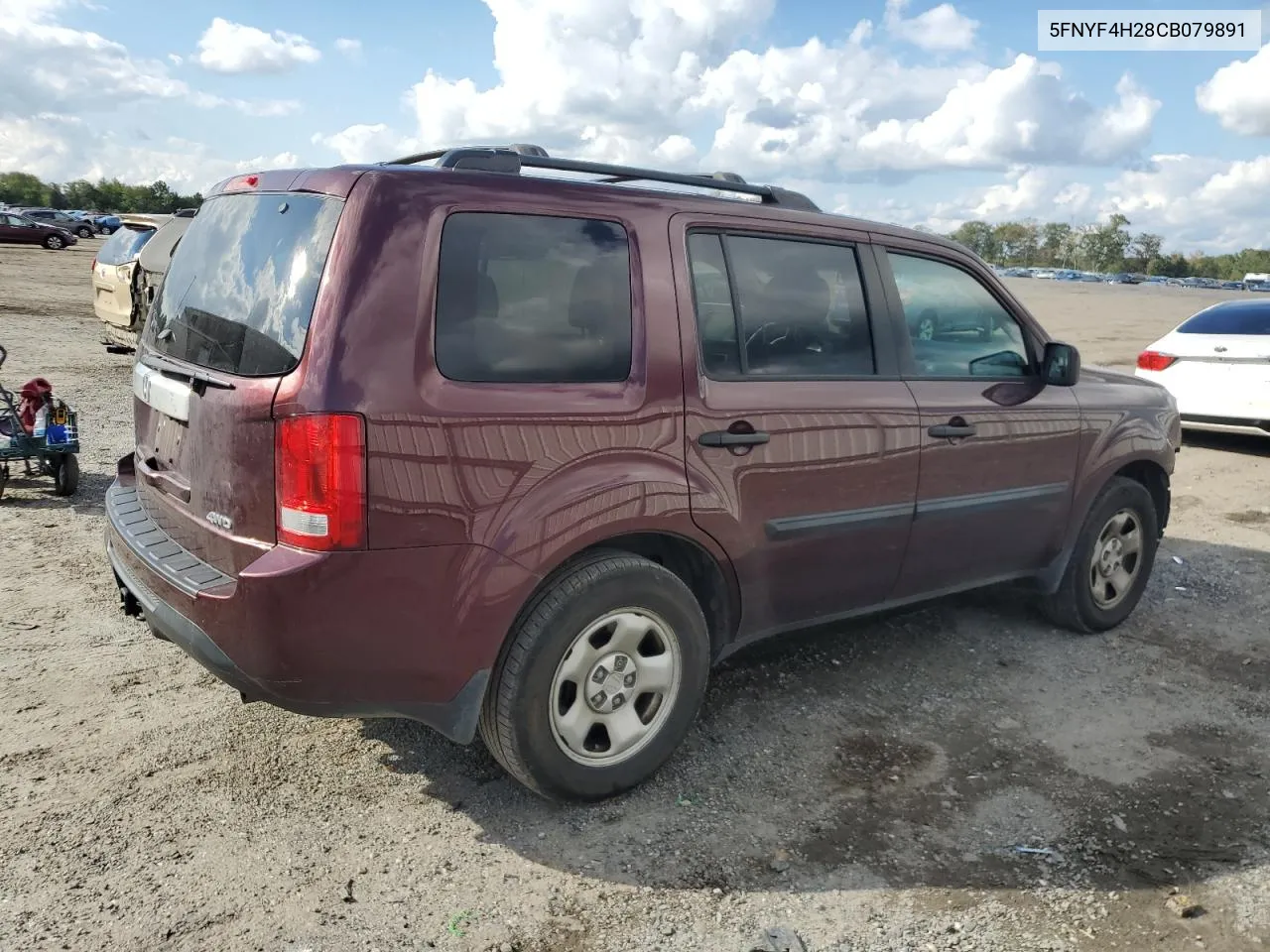 2012 Honda Pilot Lx VIN: 5FNYF4H28CB079891 Lot: 74385684