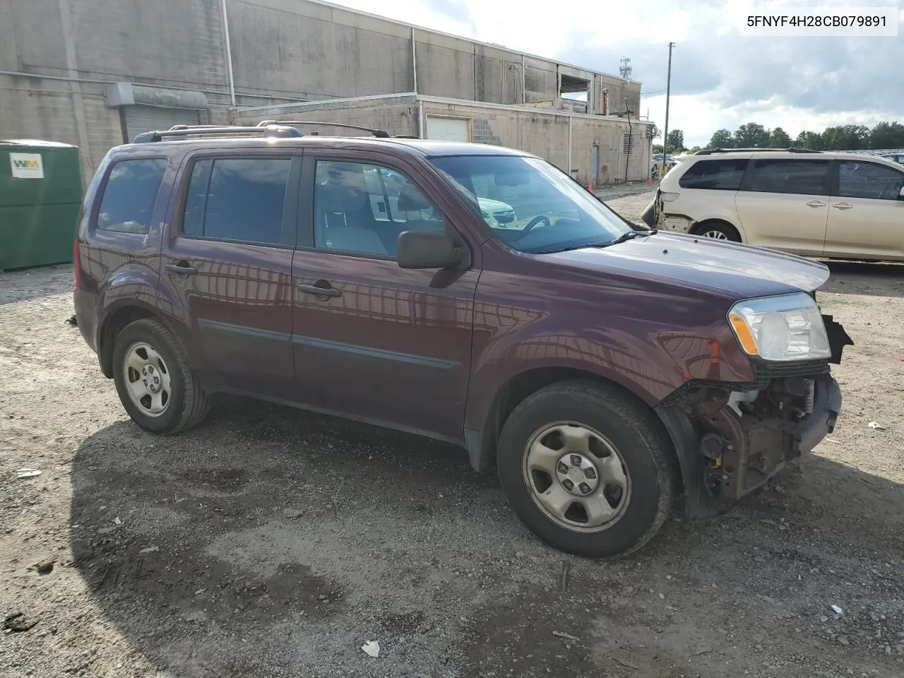 2012 Honda Pilot Lx VIN: 5FNYF4H28CB079891 Lot: 74385684