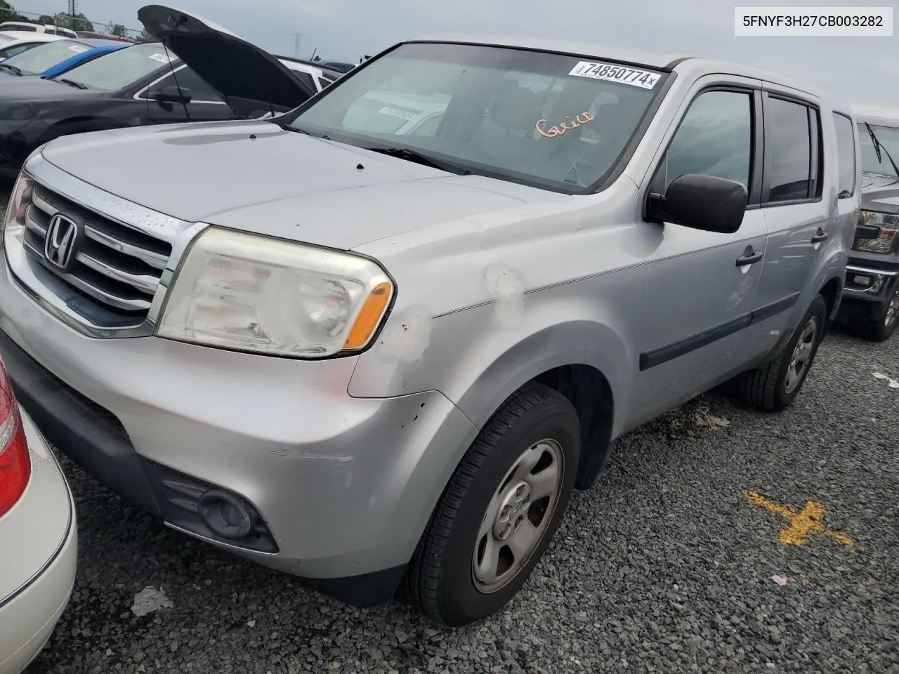 2012 Honda Pilot Lx VIN: 5FNYF3H27CB003282 Lot: 74850774