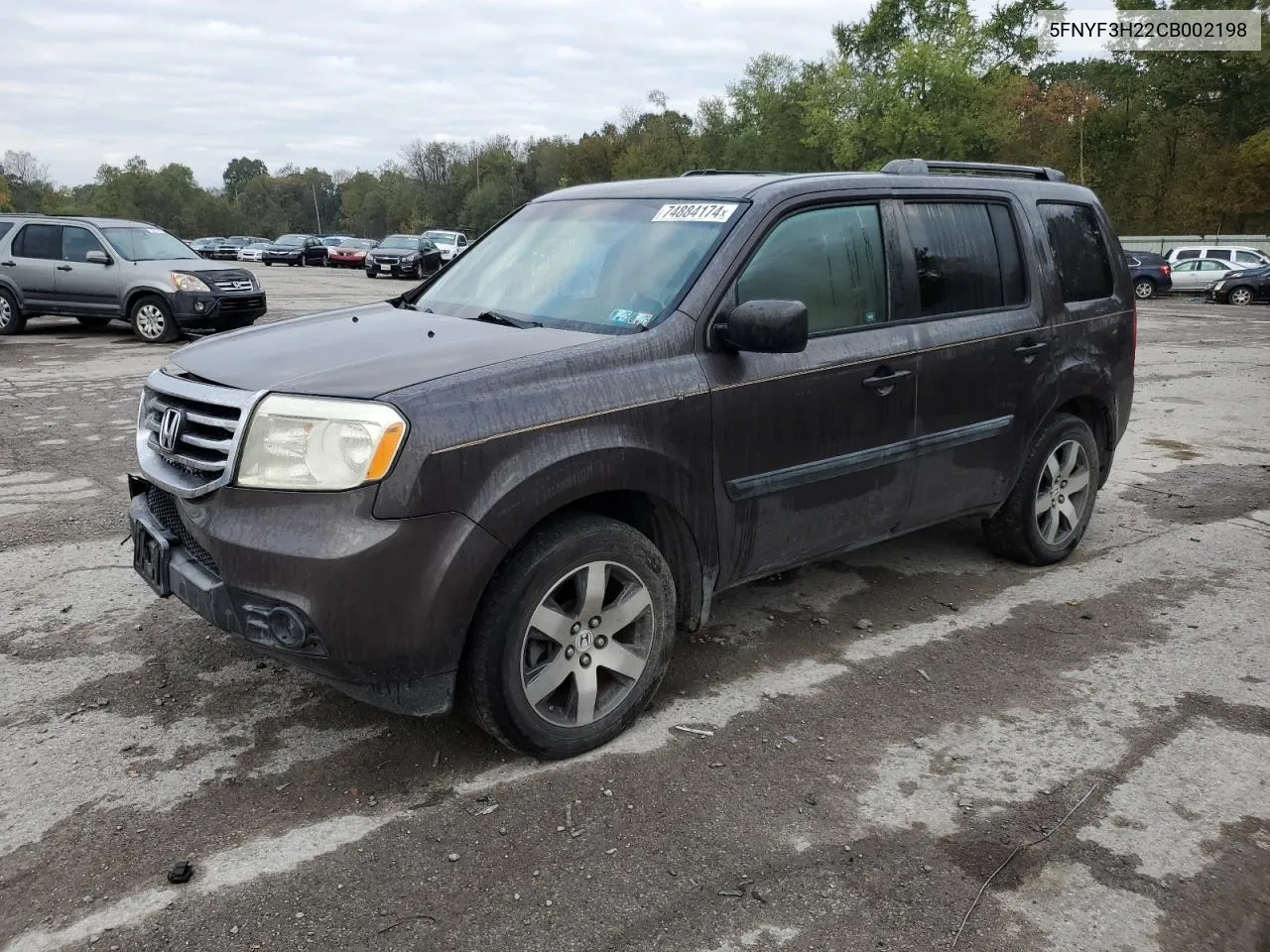 2012 Honda Pilot Lx VIN: 5FNYF3H22CB002198 Lot: 74884174