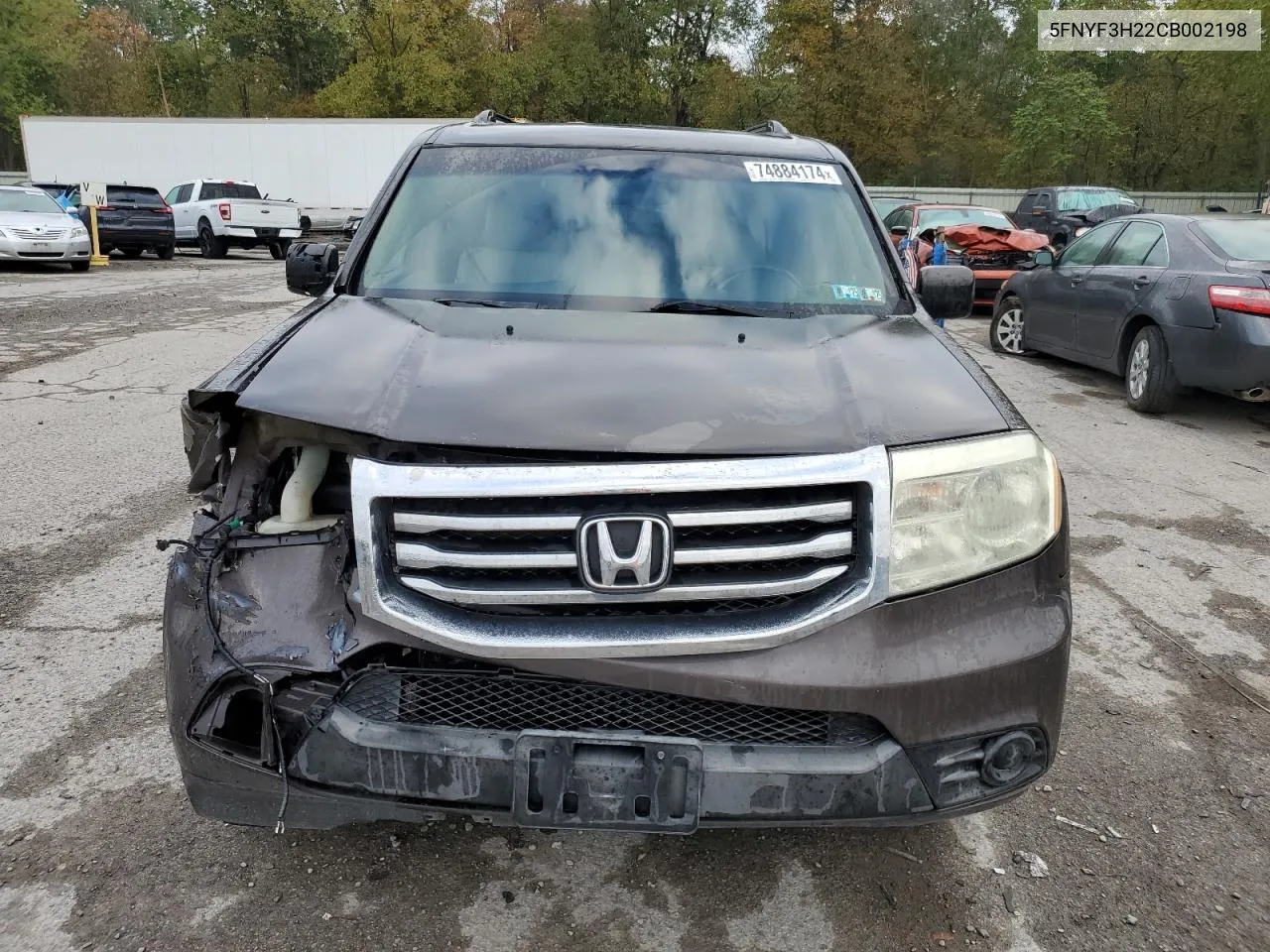 2012 Honda Pilot Lx VIN: 5FNYF3H22CB002198 Lot: 74884174