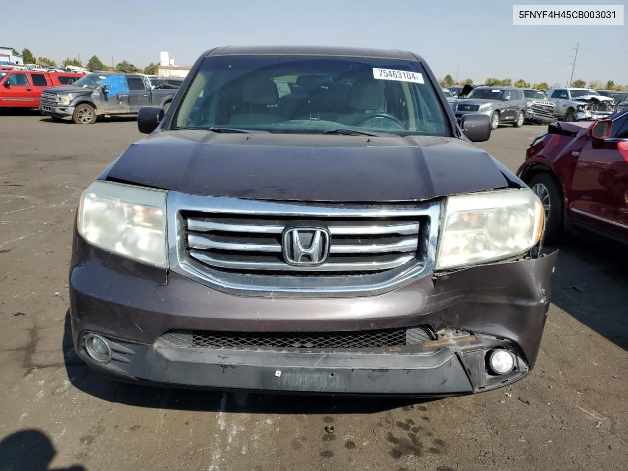 2012 Honda Pilot Ex VIN: 5FNYF4H45CB003031 Lot: 75463104