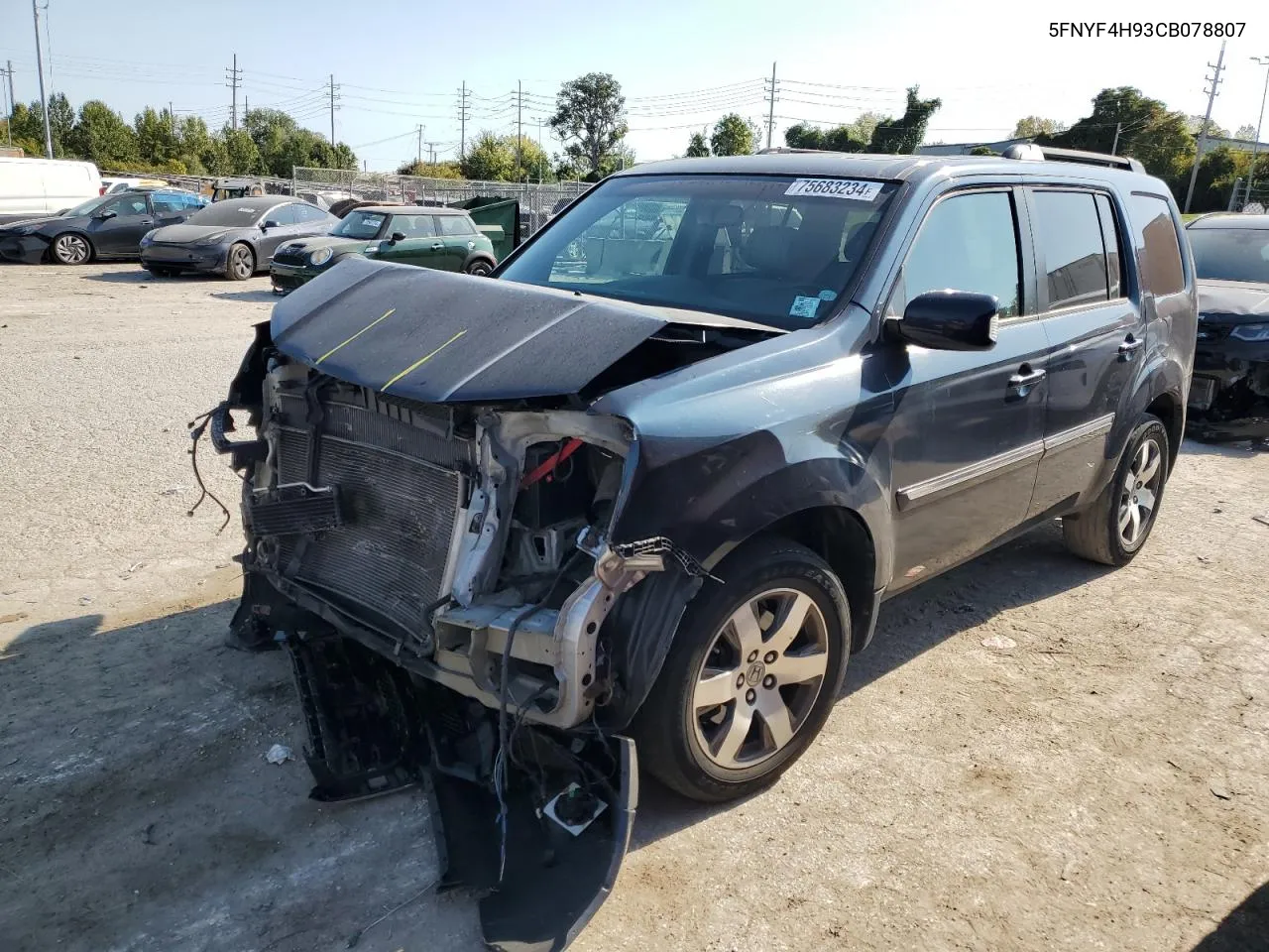 2012 Honda Pilot Touring VIN: 5FNYF4H93CB078807 Lot: 75683234