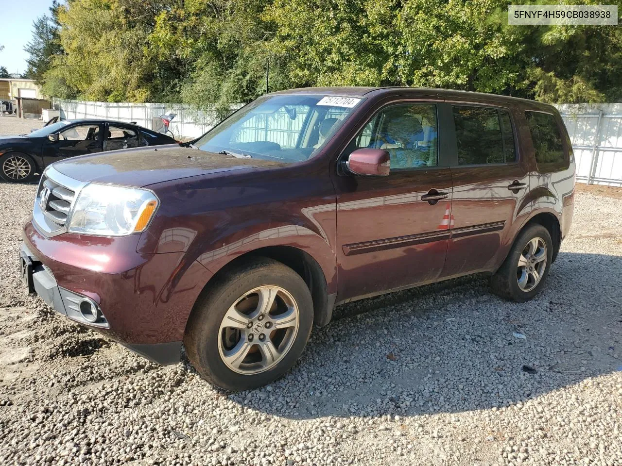 2012 Honda Pilot Exl VIN: 5FNYF4H59CB038938 Lot: 75712704