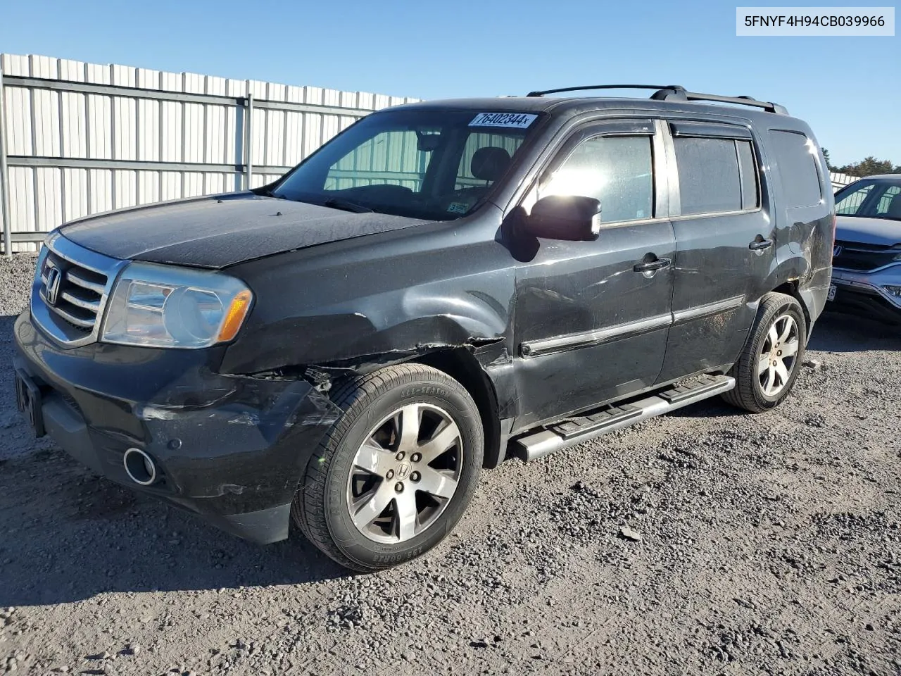 2012 Honda Pilot Touring VIN: 5FNYF4H94CB039966 Lot: 76402344