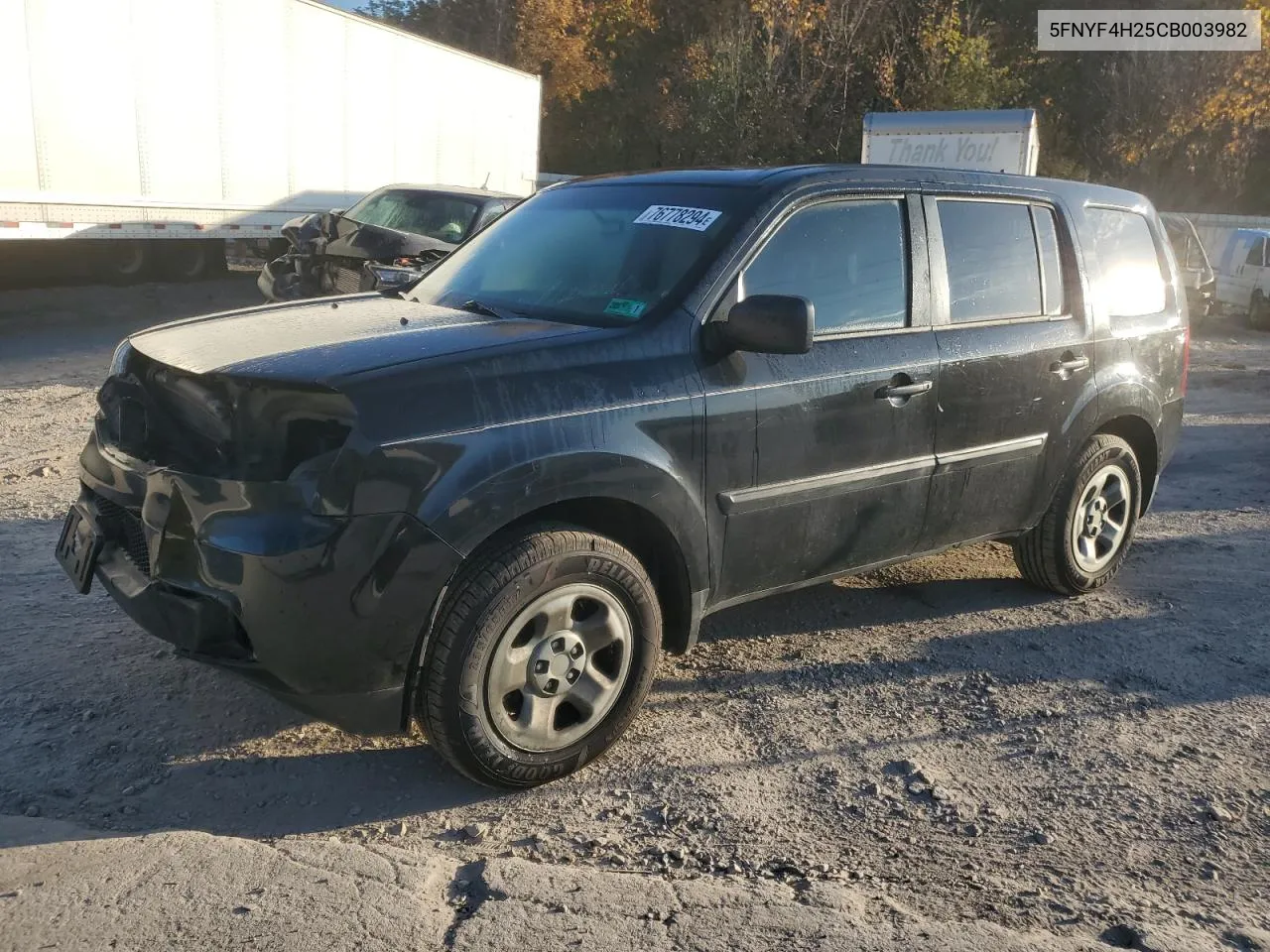 2012 Honda Pilot Lx VIN: 5FNYF4H25CB003982 Lot: 76778294