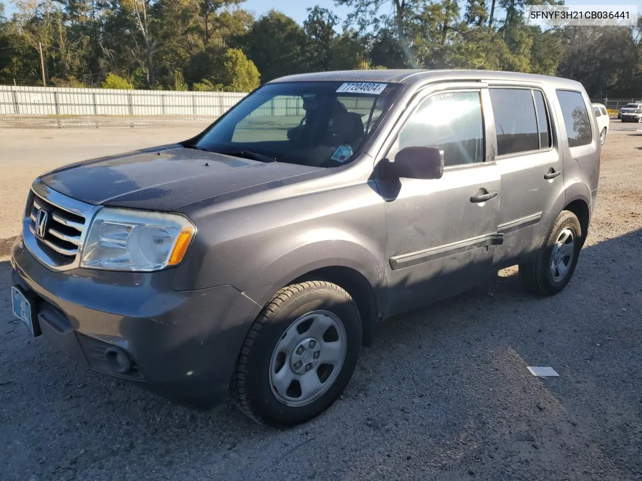 2012 Honda Pilot Lx VIN: 5FNYF3H21CB036441 Lot: 77204604