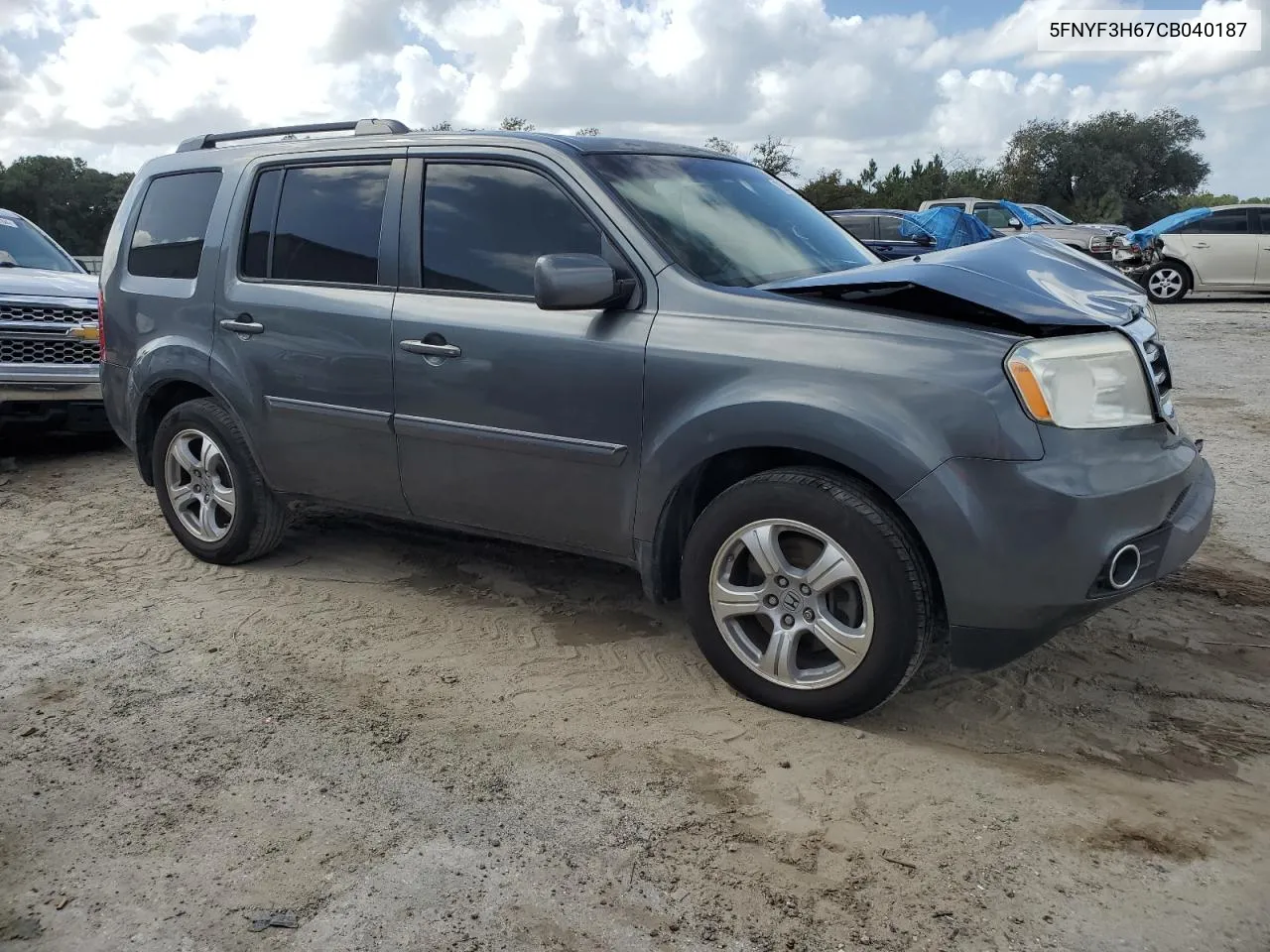 2012 Honda Pilot Exl VIN: 5FNYF3H67CB040187 Lot: 77309444