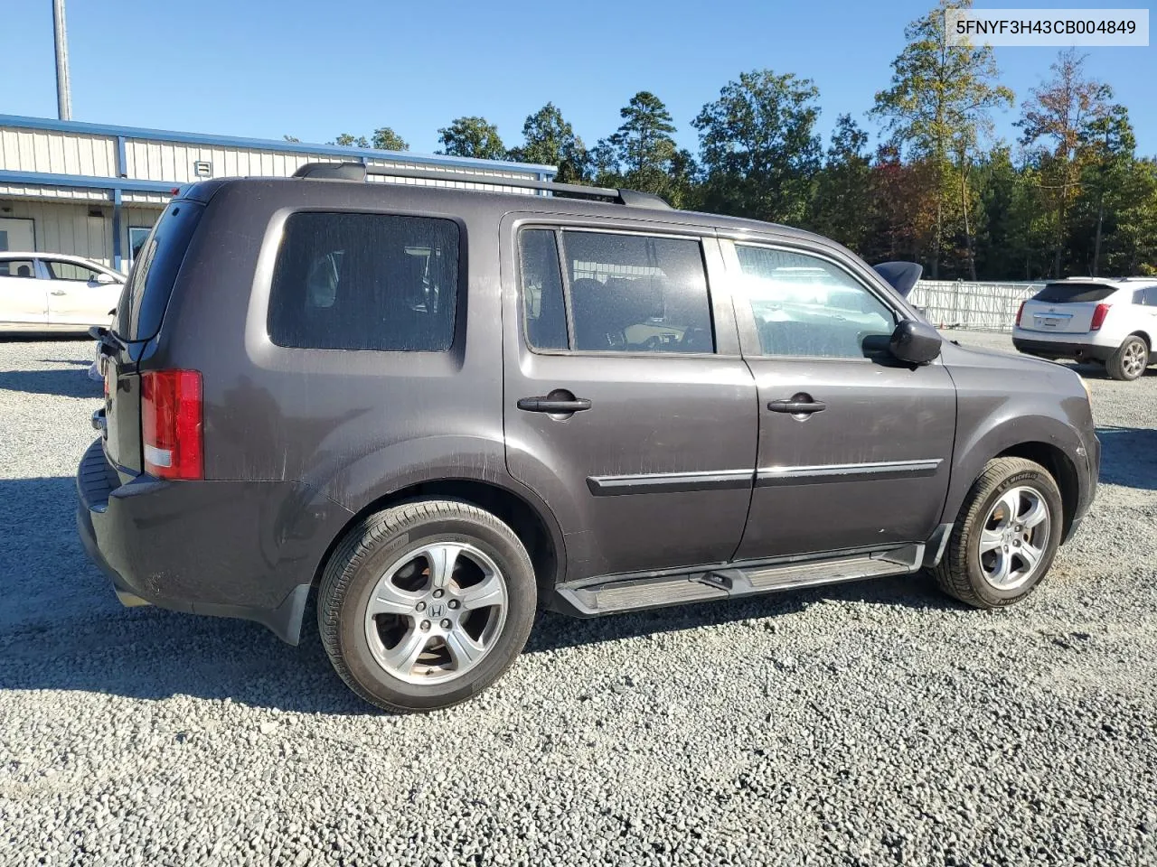 2012 Honda Pilot Ex VIN: 5FNYF3H43CB004849 Lot: 77317074