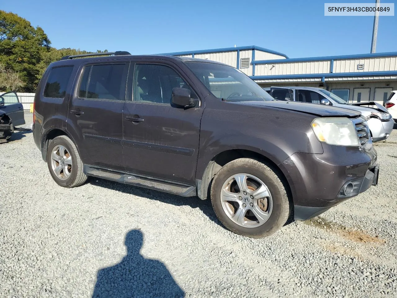 2012 Honda Pilot Ex VIN: 5FNYF3H43CB004849 Lot: 77317074