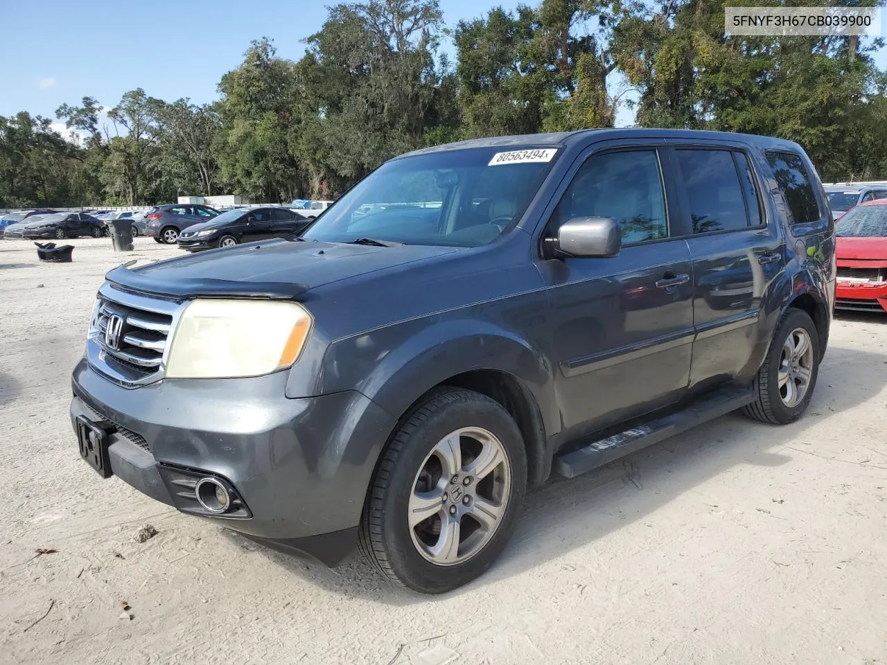 2012 Honda Pilot Exl VIN: 5FNYF3H67CB039900 Lot: 80563494