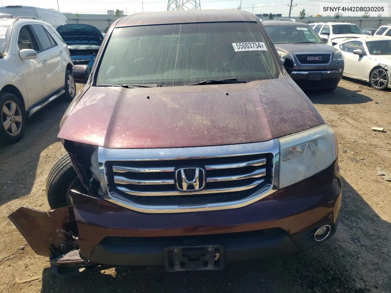 2013 Honda Pilot Ex VIN: 5FNYF4H42DB030205 Lot: 55003754