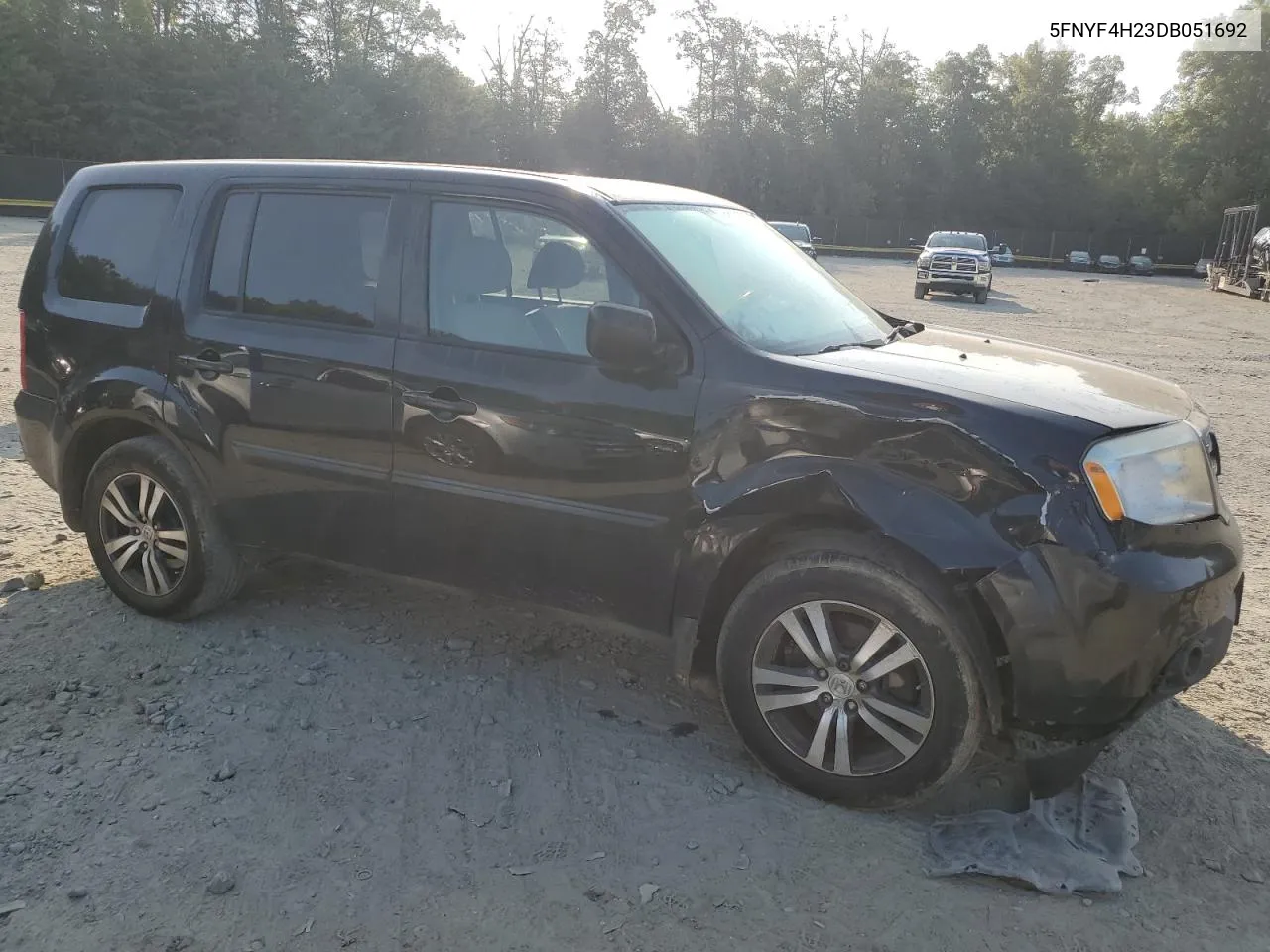 2013 Honda Pilot Lx VIN: 5FNYF4H23DB051692 Lot: 70852414