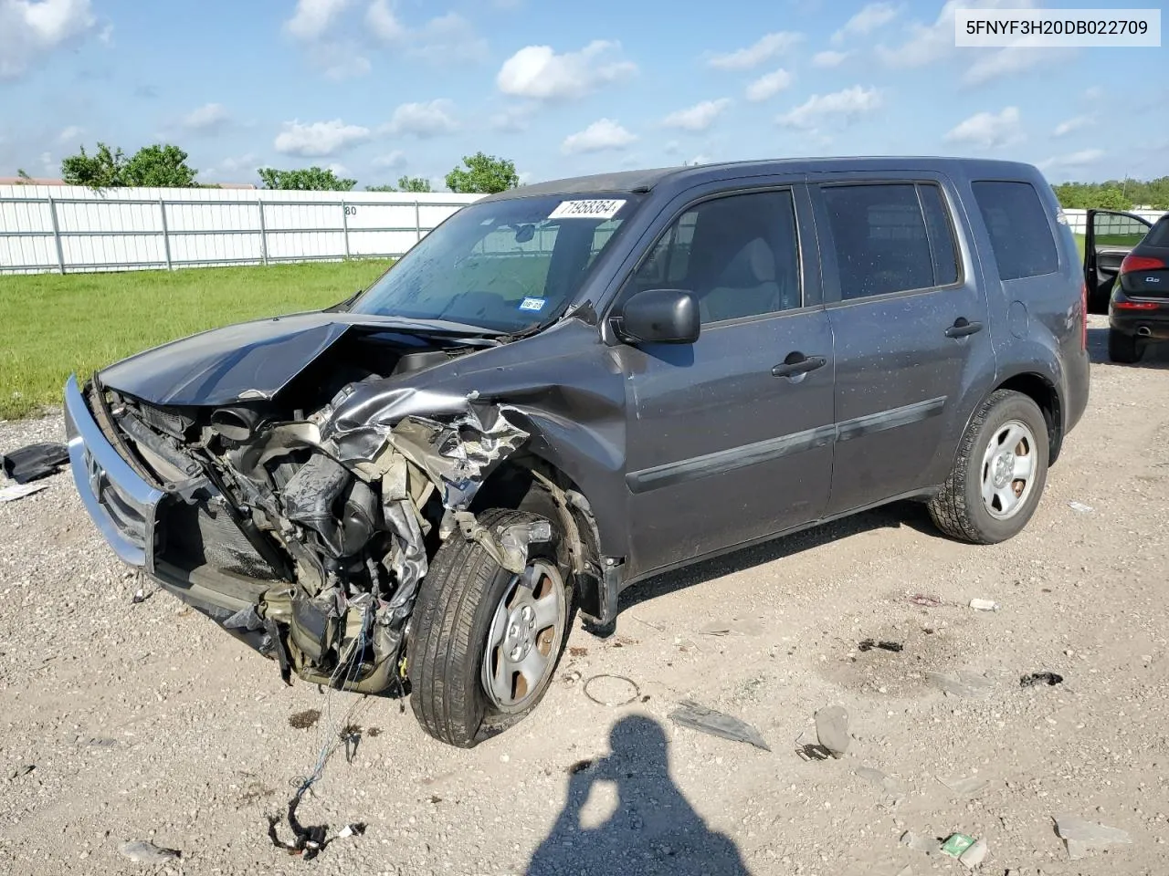 2013 Honda Pilot Lx VIN: 5FNYF3H20DB022709 Lot: 71958364