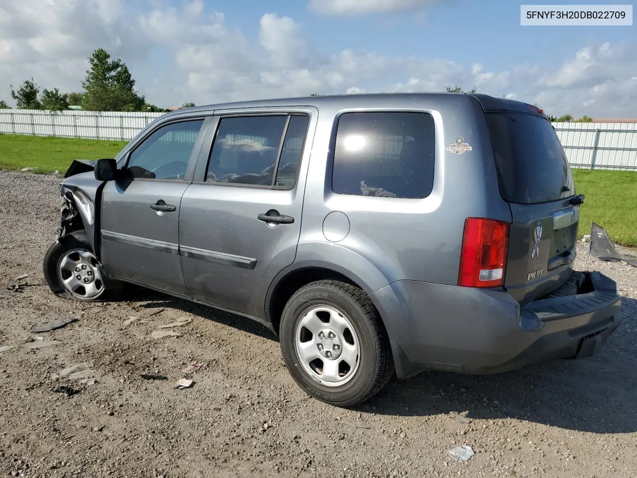 2013 Honda Pilot Lx VIN: 5FNYF3H20DB022709 Lot: 71958364