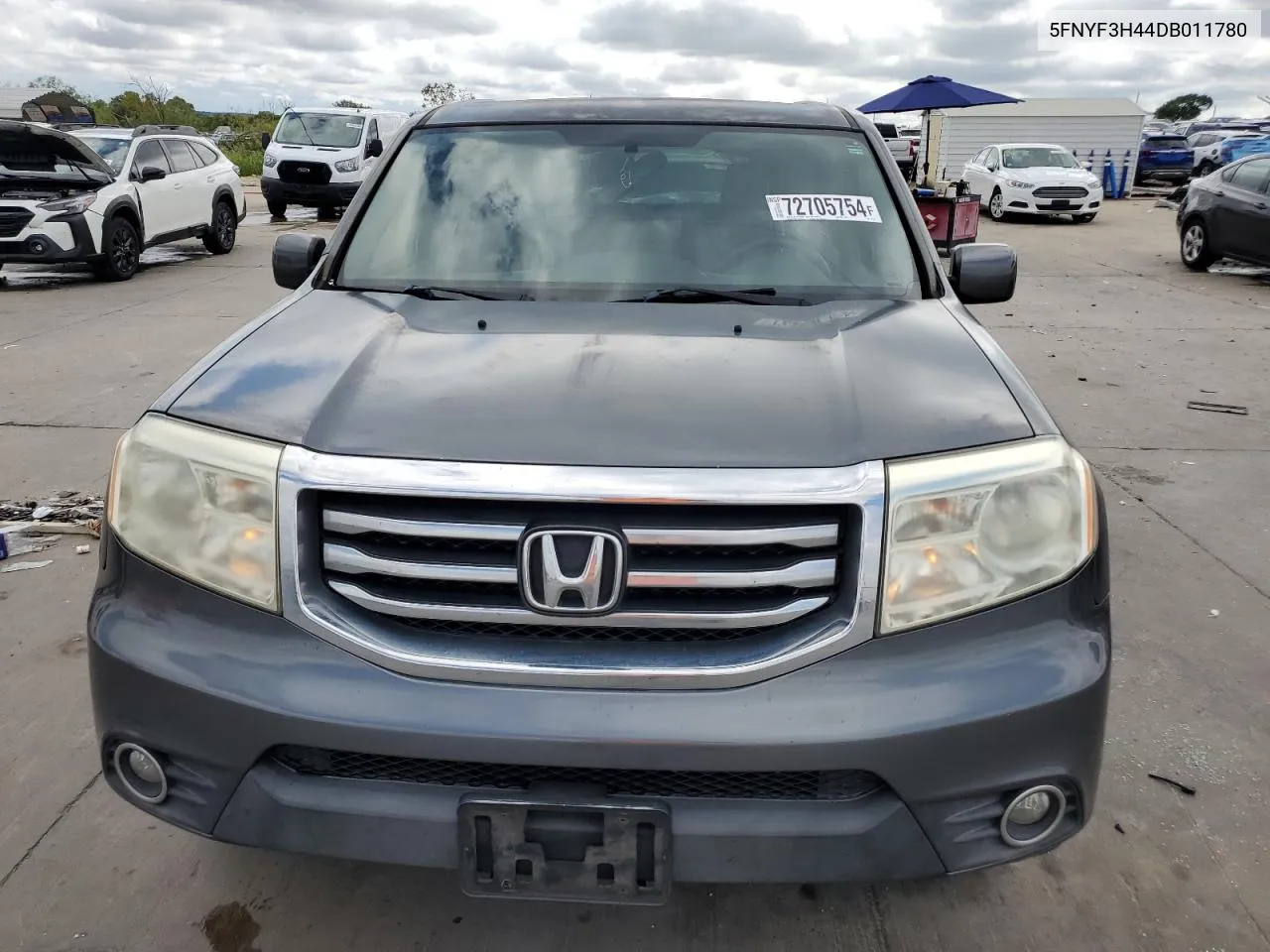 2013 Honda Pilot Ex VIN: 5FNYF3H44DB011780 Lot: 72705754