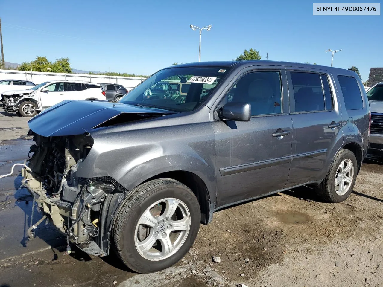 2013 Honda Pilot Ex VIN: 5FNYF4H49DB067476 Lot: 72934024