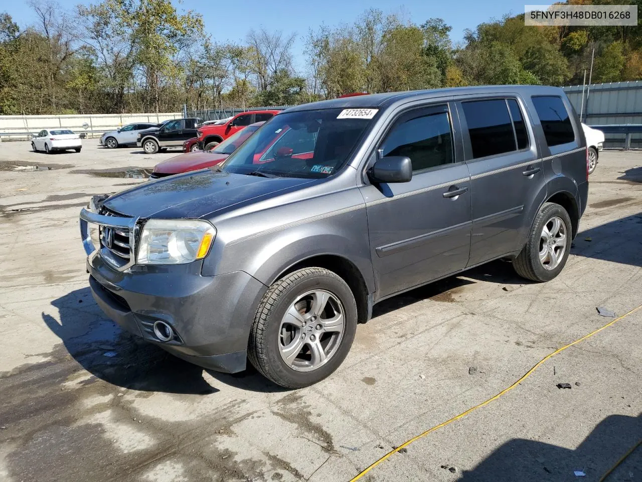 2013 Honda Pilot Ex VIN: 5FNYF3H48DB016268 Lot: 74732654