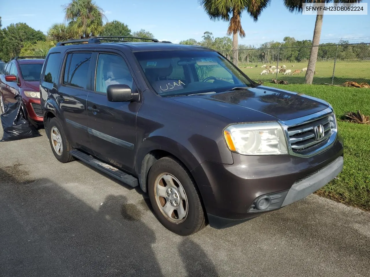 2013 Honda Pilot Lx VIN: 5FNYF4H23DB062224 Lot: 74788774