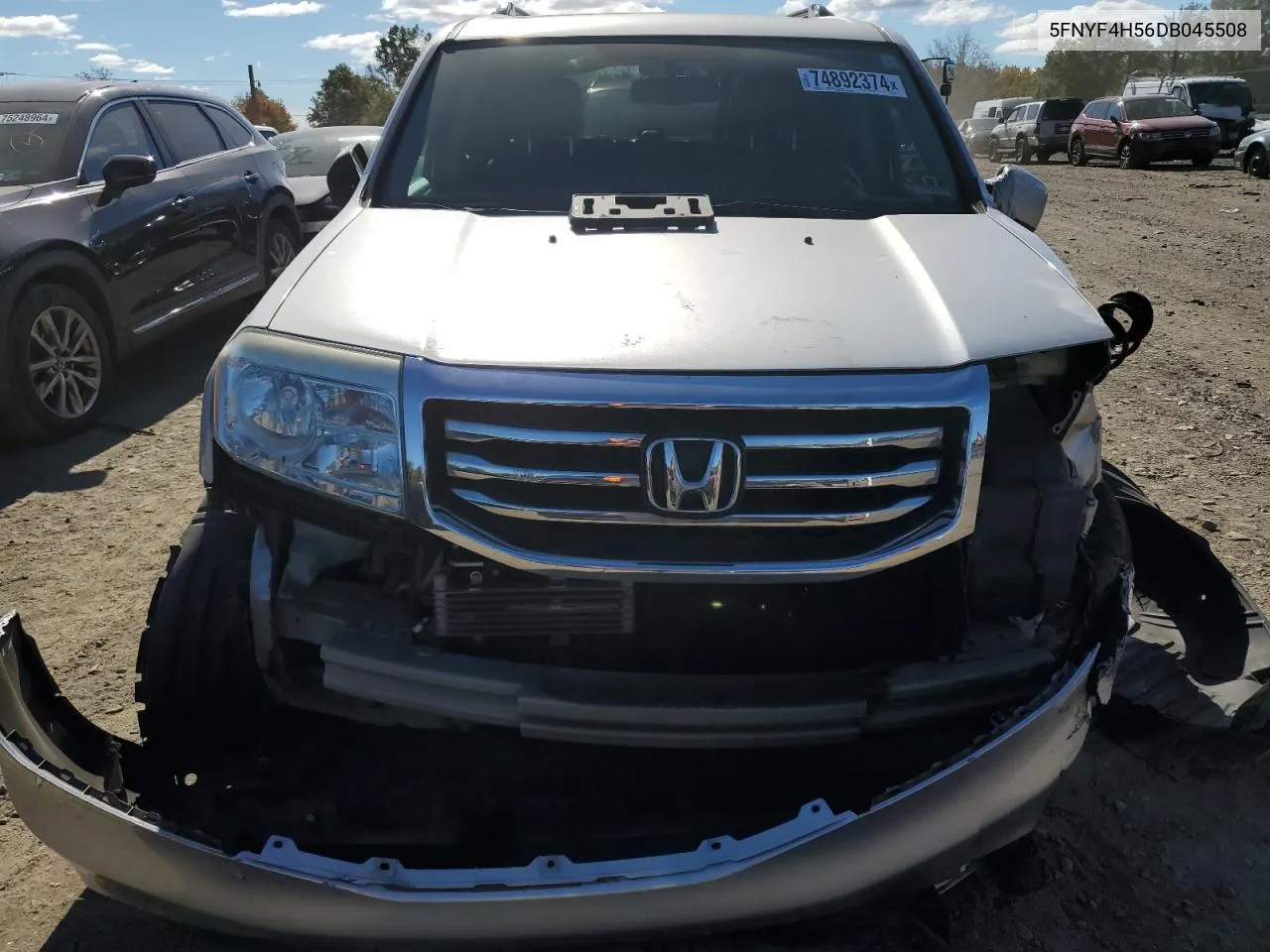 2013 Honda Pilot Exl VIN: 5FNYF4H56DB045508 Lot: 74892374