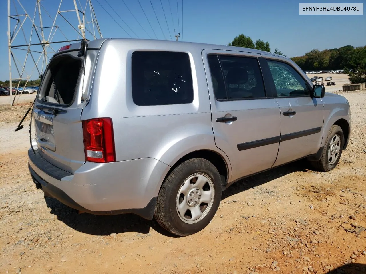 2013 Honda Pilot Lx VIN: 5FNYF3H24DB040730 Lot: 75120254