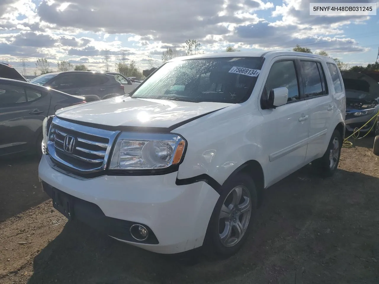 2013 Honda Pilot Ex VIN: 5FNYF4H48DB031245 Lot: 75669134