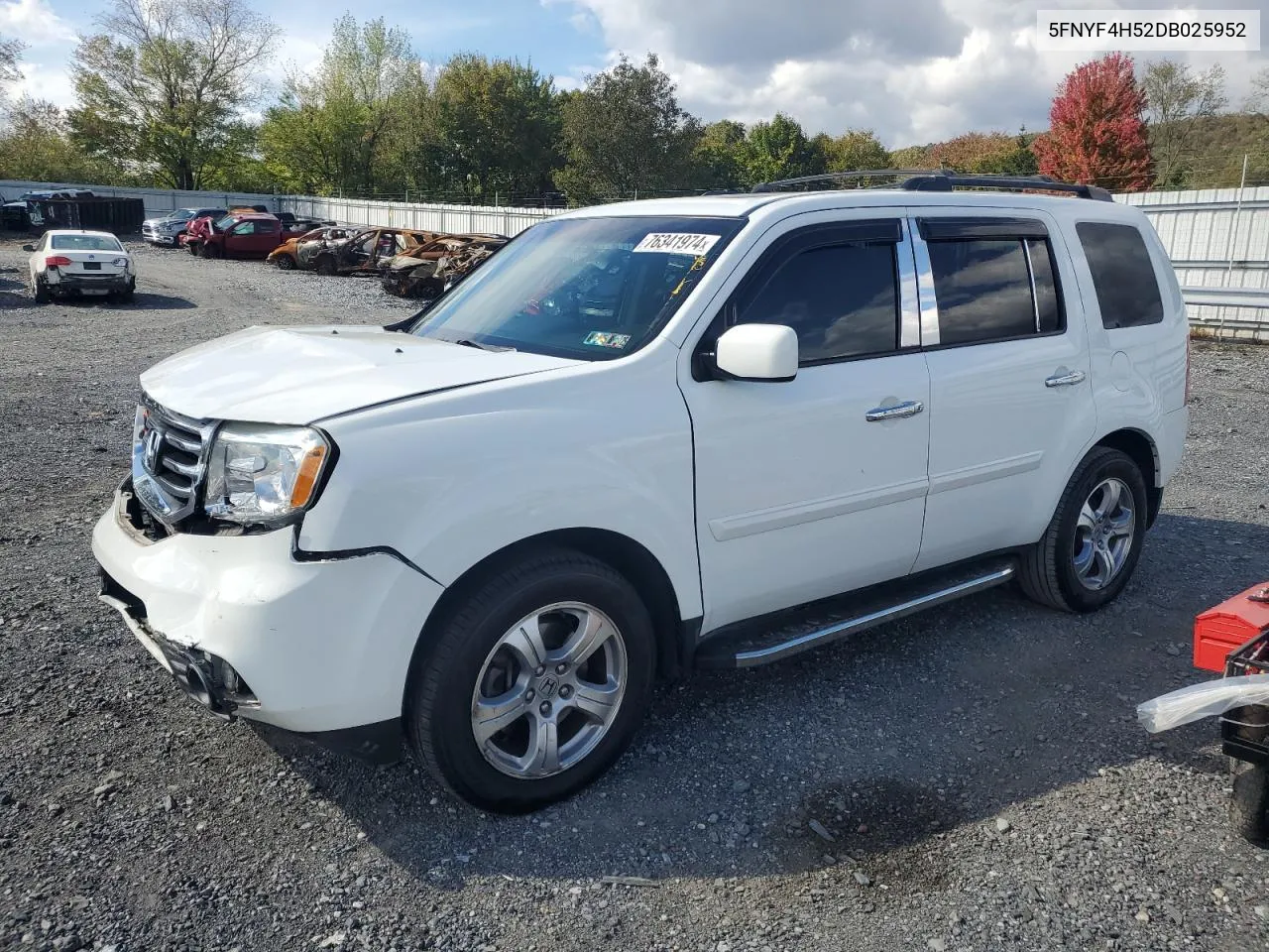 2013 Honda Pilot Exl VIN: 5FNYF4H52DB025952 Lot: 76341974