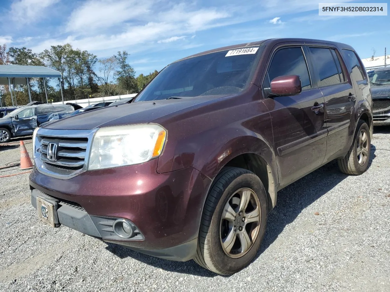 2013 Honda Pilot Exl VIN: 5FNYF3H52DB032314 Lot: 77191684