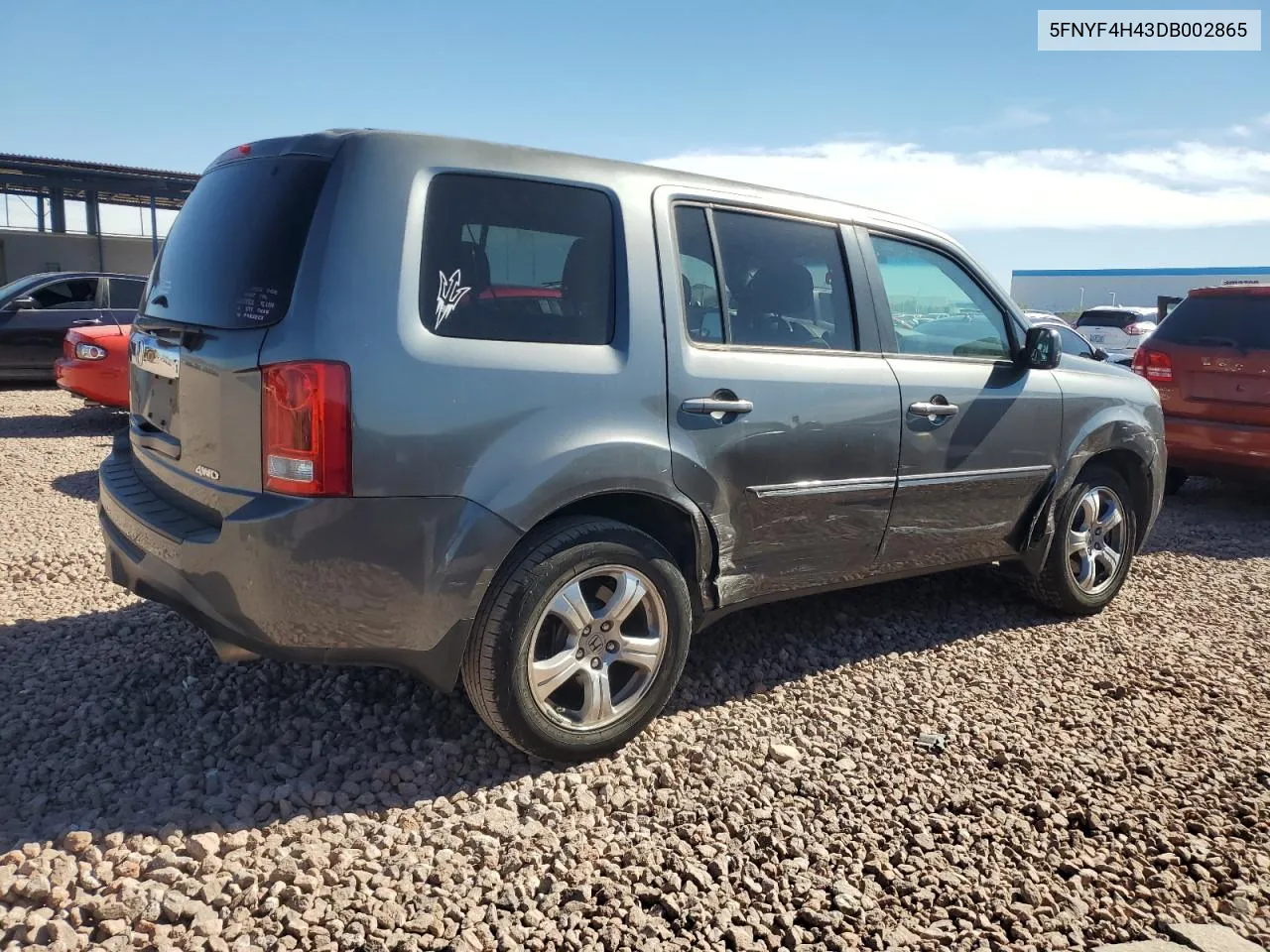 2013 Honda Pilot Ex VIN: 5FNYF4H43DB002865 Lot: 77908894