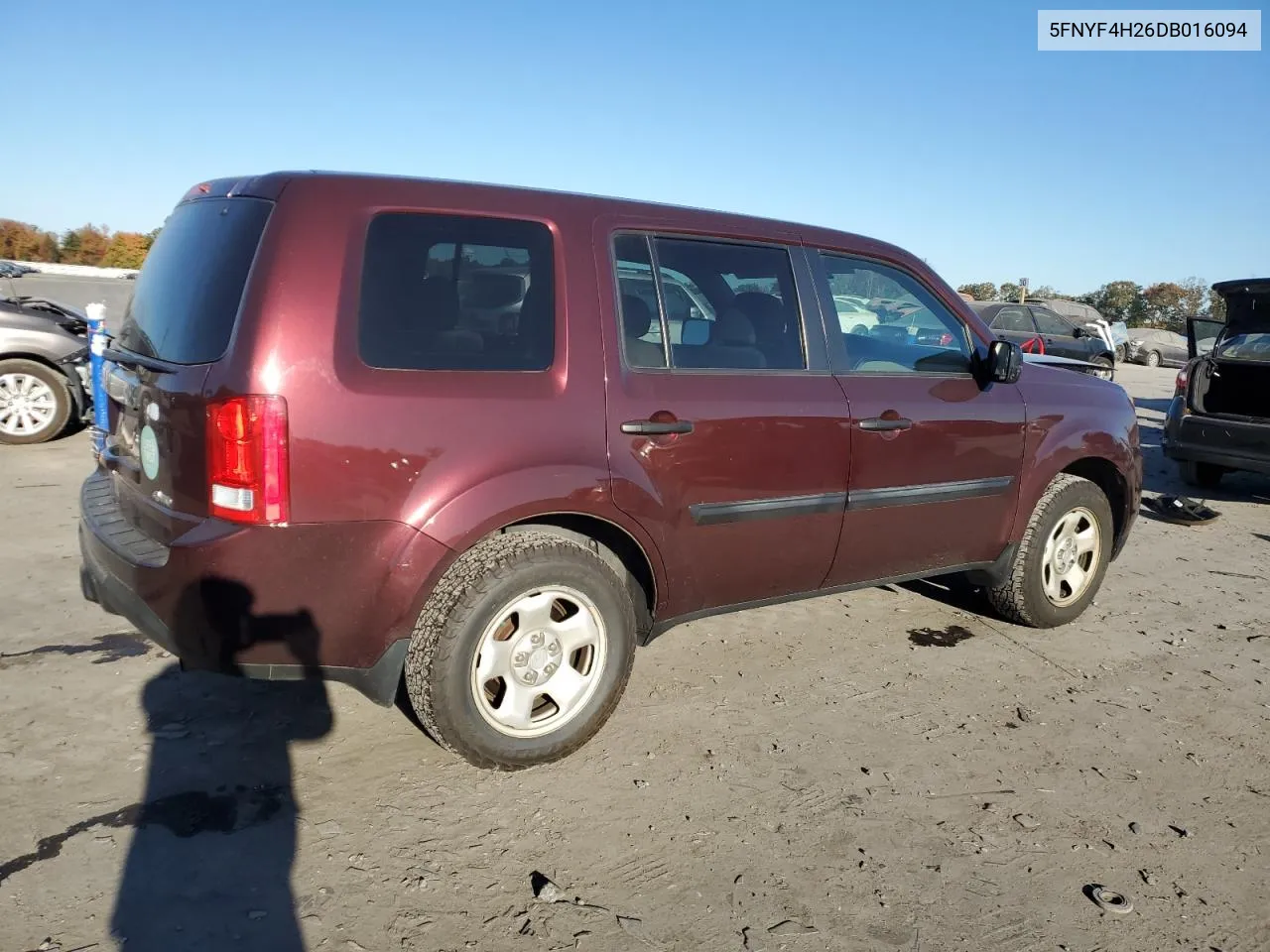 2013 Honda Pilot Lx VIN: 5FNYF4H26DB016094 Lot: 77962384