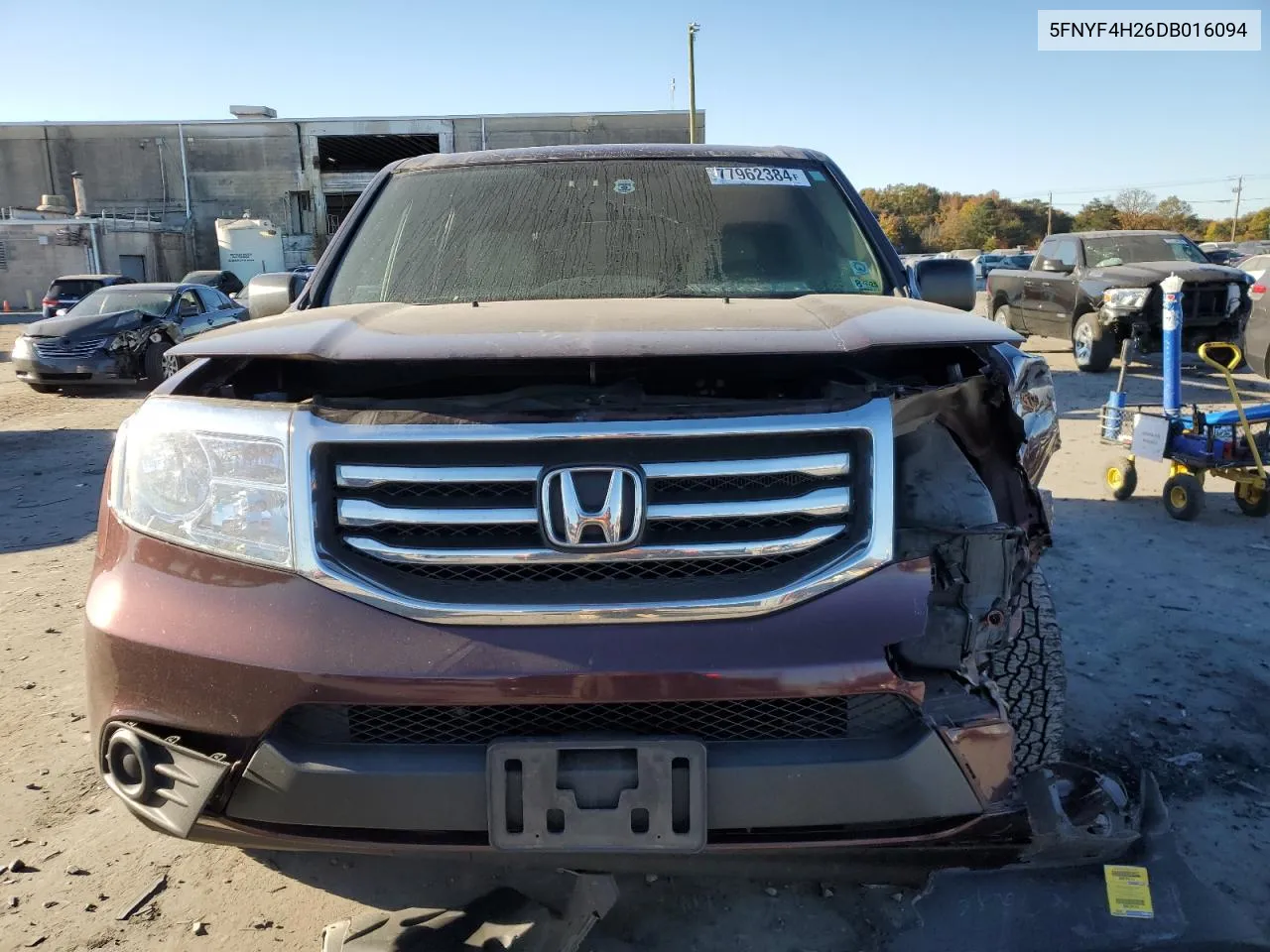 2013 Honda Pilot Lx VIN: 5FNYF4H26DB016094 Lot: 77962384