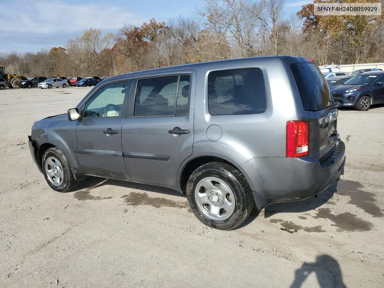 2013 Honda Pilot Lx VIN: 5FNYF4H24DB059929 Lot: 79130414