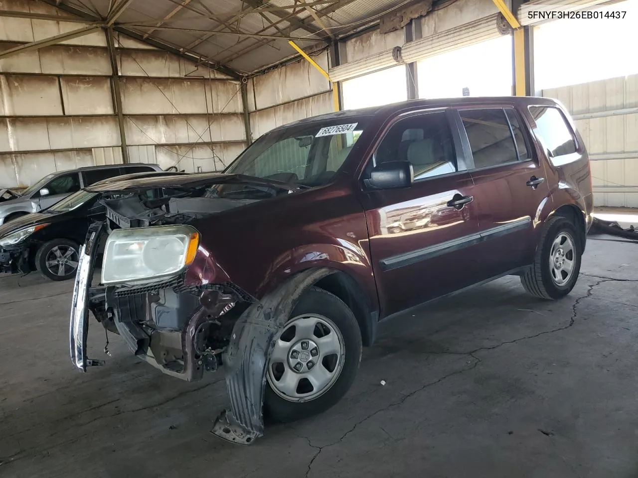 2014 Honda Pilot Lx VIN: 5FNYF3H26EB014437 Lot: 68276504