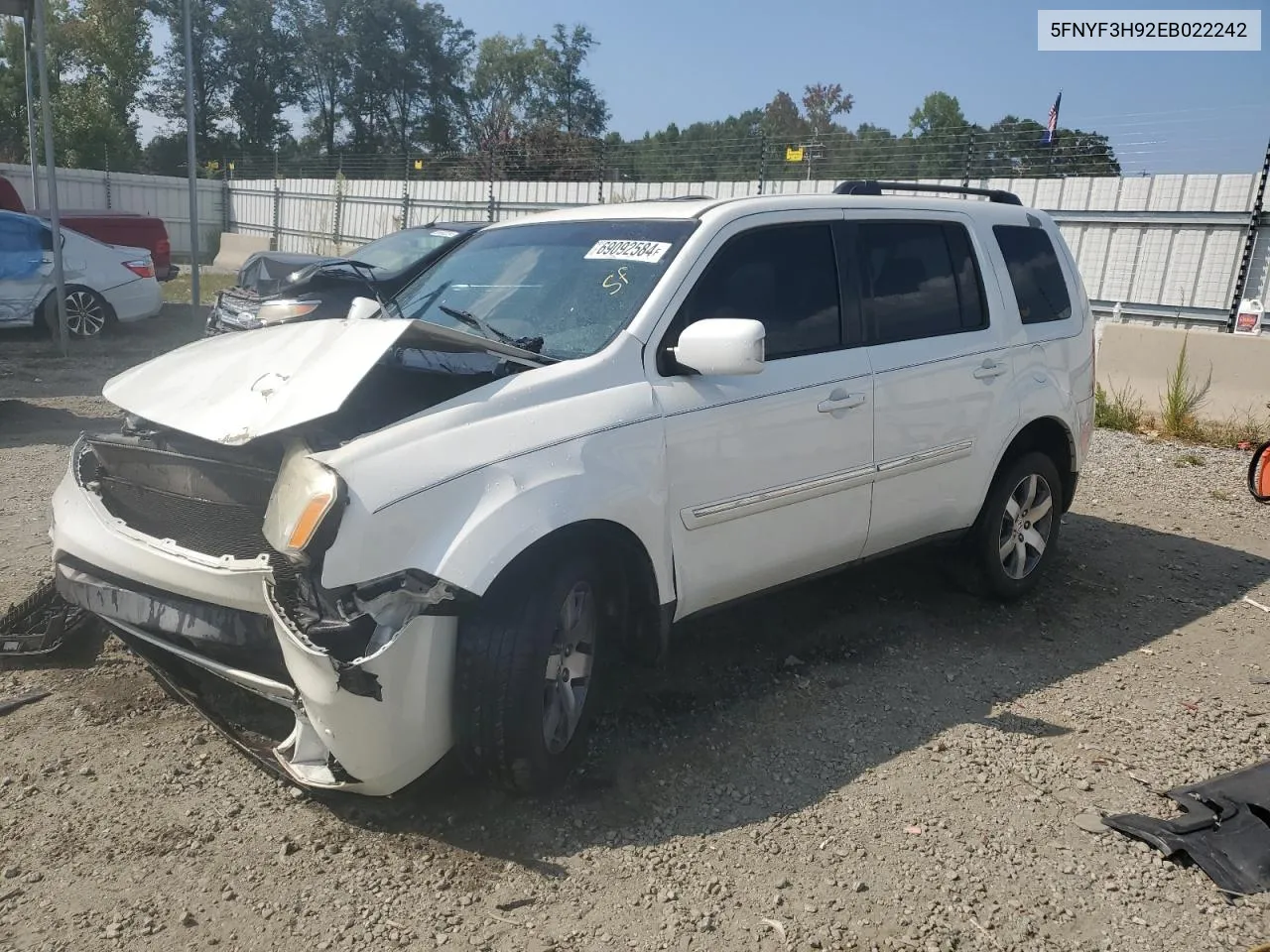 2014 Honda Pilot Touring VIN: 5FNYF3H92EB022242 Lot: 69092584