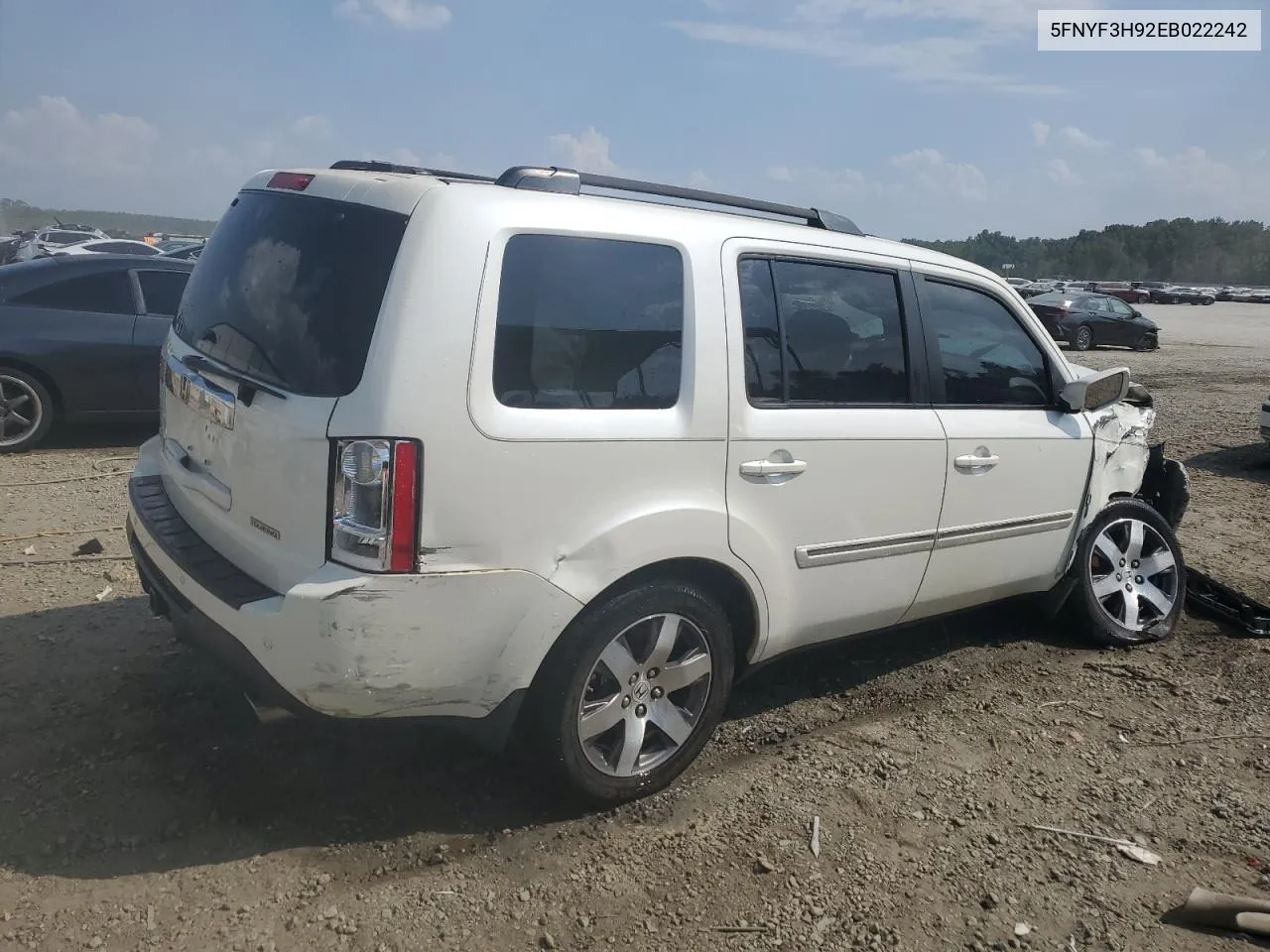 2014 Honda Pilot Touring VIN: 5FNYF3H92EB022242 Lot: 69092584