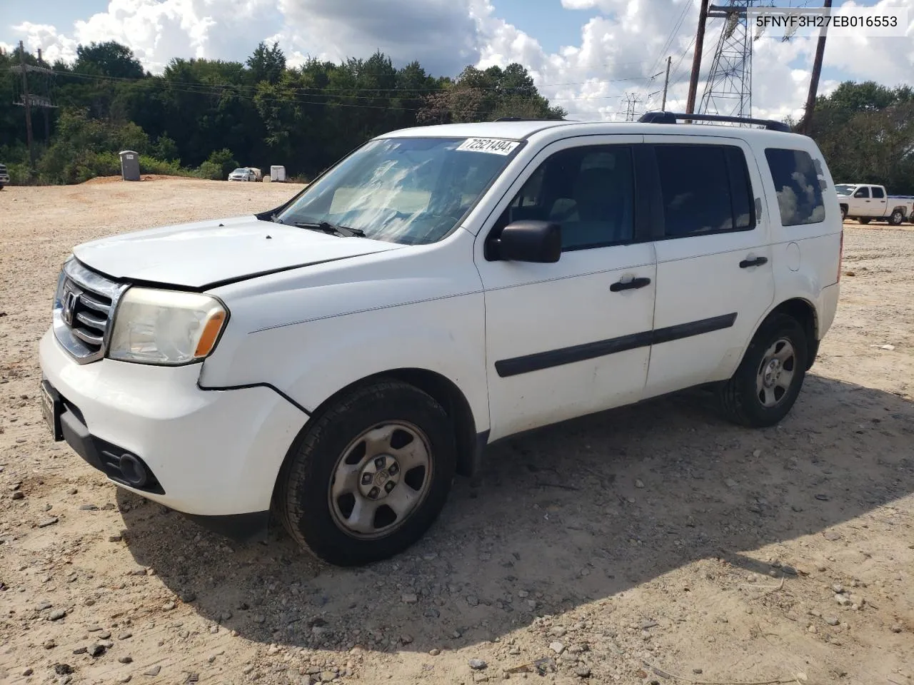 2014 Honda Pilot Lx VIN: 5FNYF3H27EB016553 Lot: 72521494