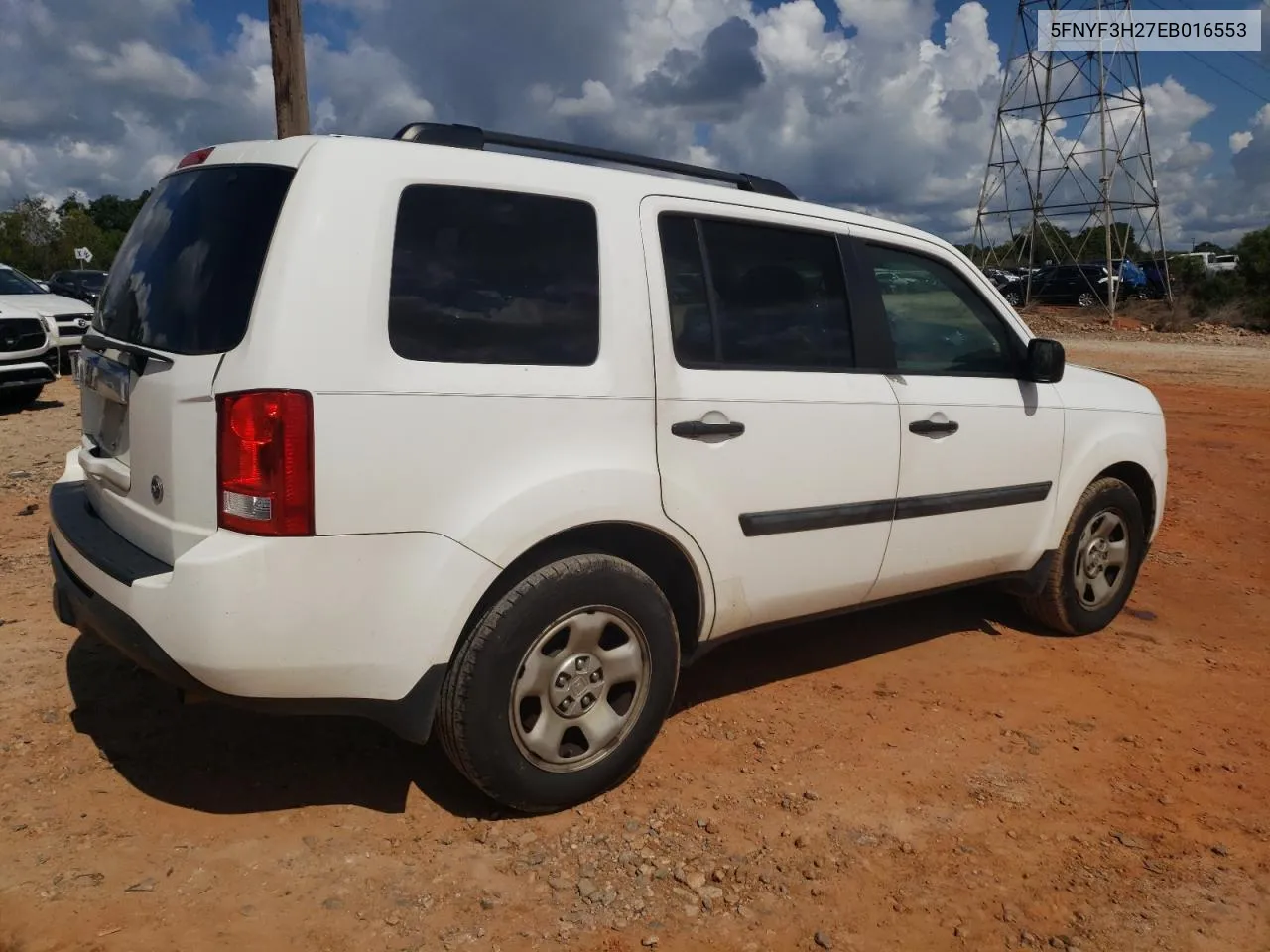 2014 Honda Pilot Lx VIN: 5FNYF3H27EB016553 Lot: 72521494