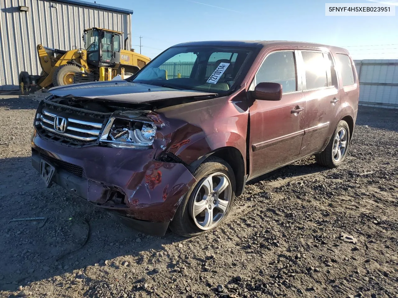 2014 Honda Pilot Exl VIN: 5FNYF4H5XEB023951 Lot: 72710114