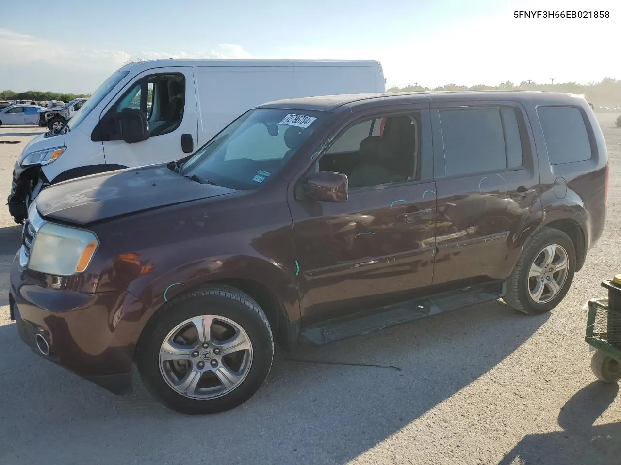 2014 Honda Pilot Exl VIN: 5FNYF3H66EB021858 Lot: 72796704