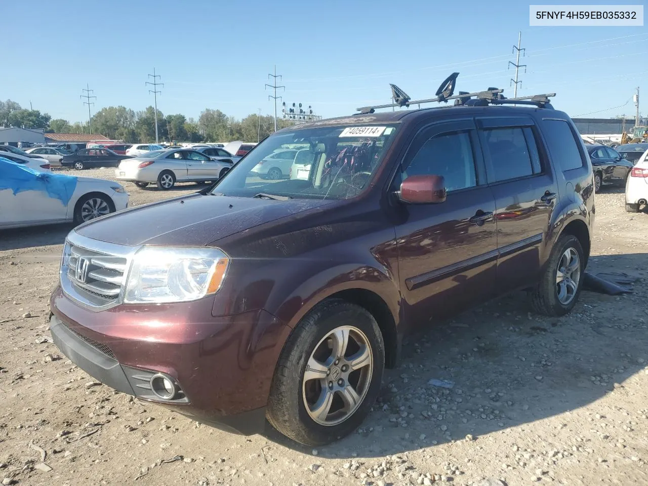 2014 Honda Pilot Exl VIN: 5FNYF4H59EB035332 Lot: 74059114