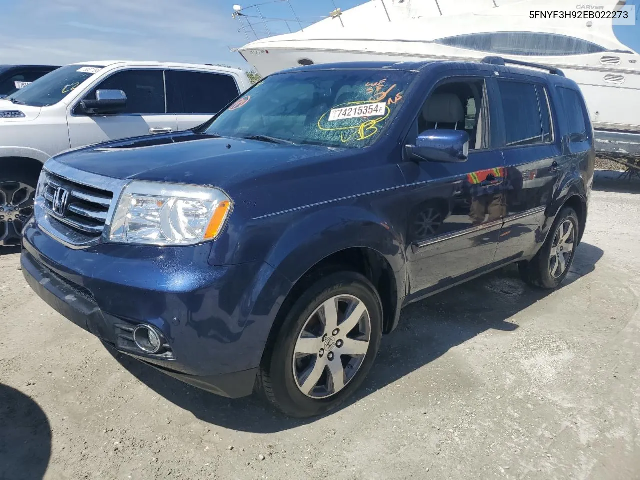 2014 Honda Pilot Touring VIN: 5FNYF3H92EB022273 Lot: 74215354