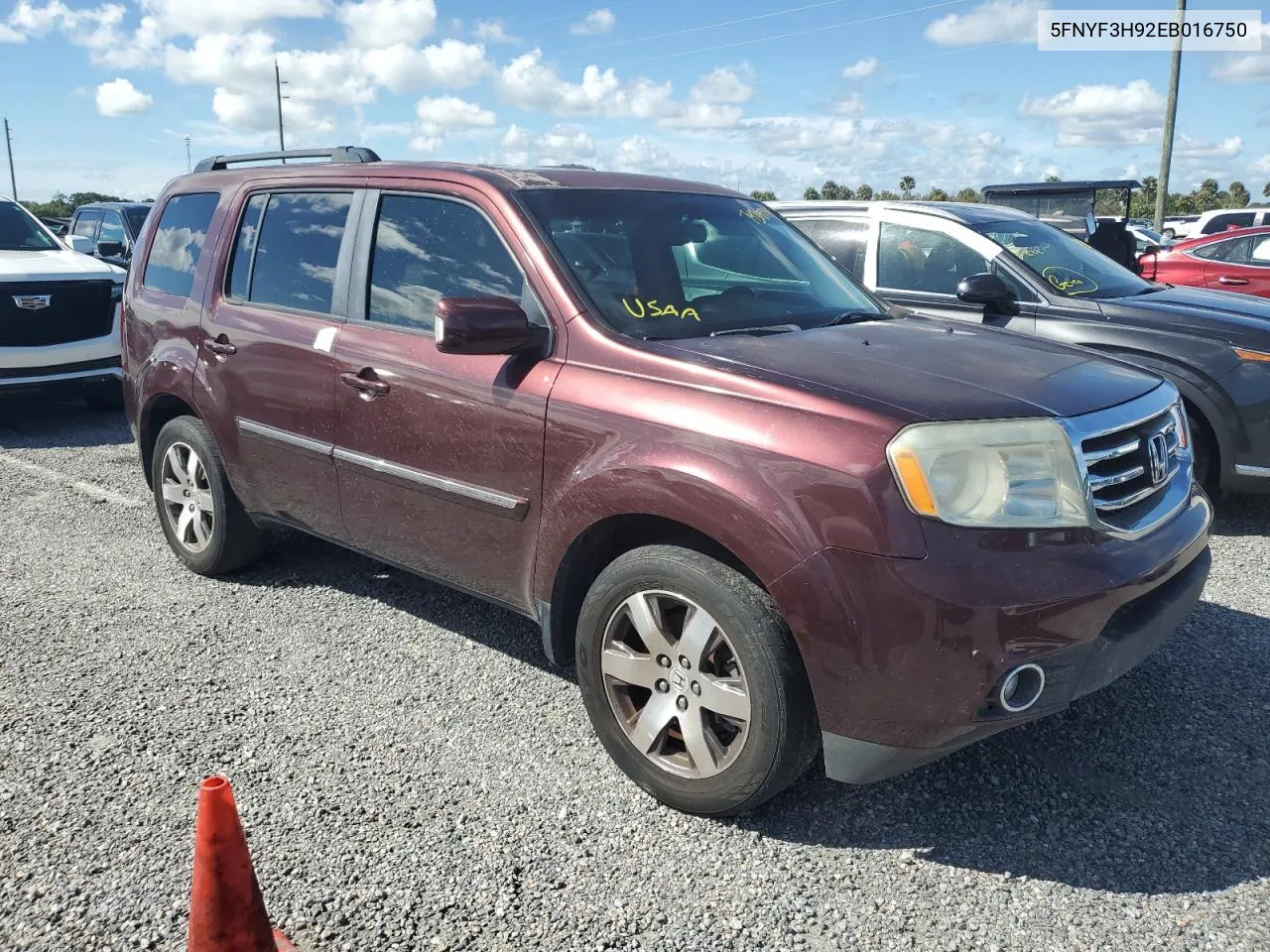 2014 Honda Pilot Touring VIN: 5FNYF3H92EB016750 Lot: 74318844