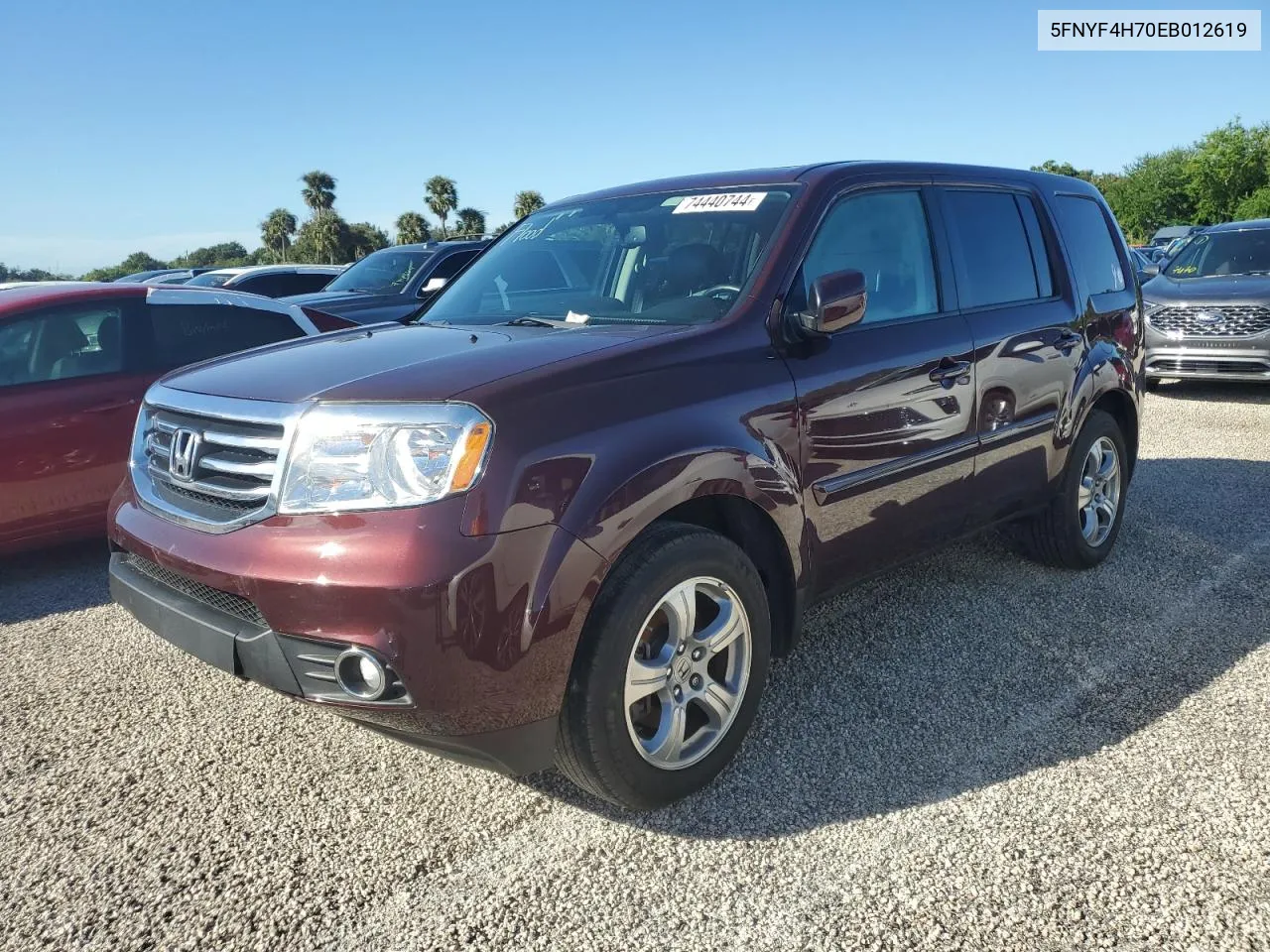 2014 Honda Pilot Exln VIN: 5FNYF4H70EB012619 Lot: 74440744