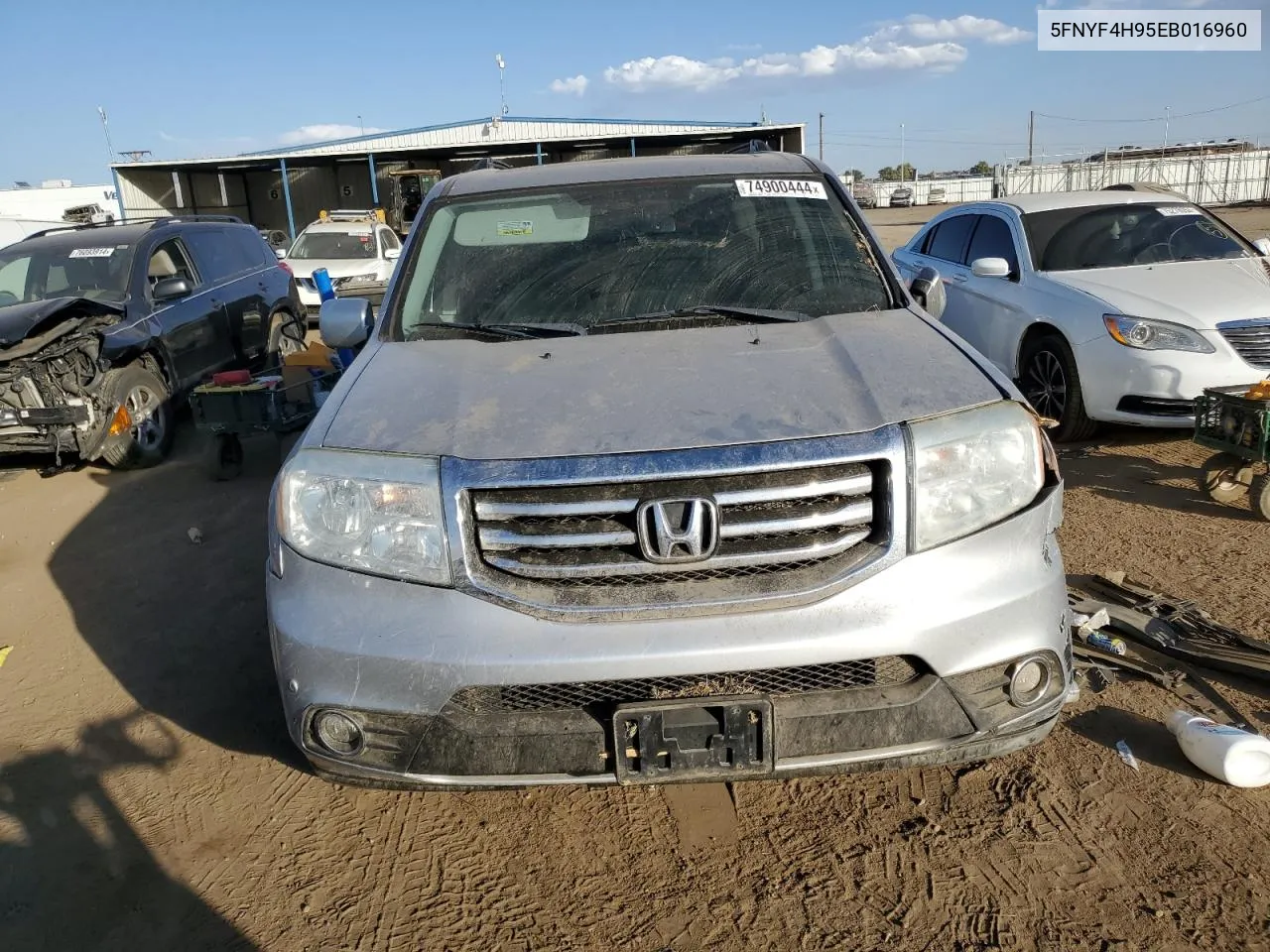 2014 Honda Pilot Touring VIN: 5FNYF4H95EB016960 Lot: 74900444