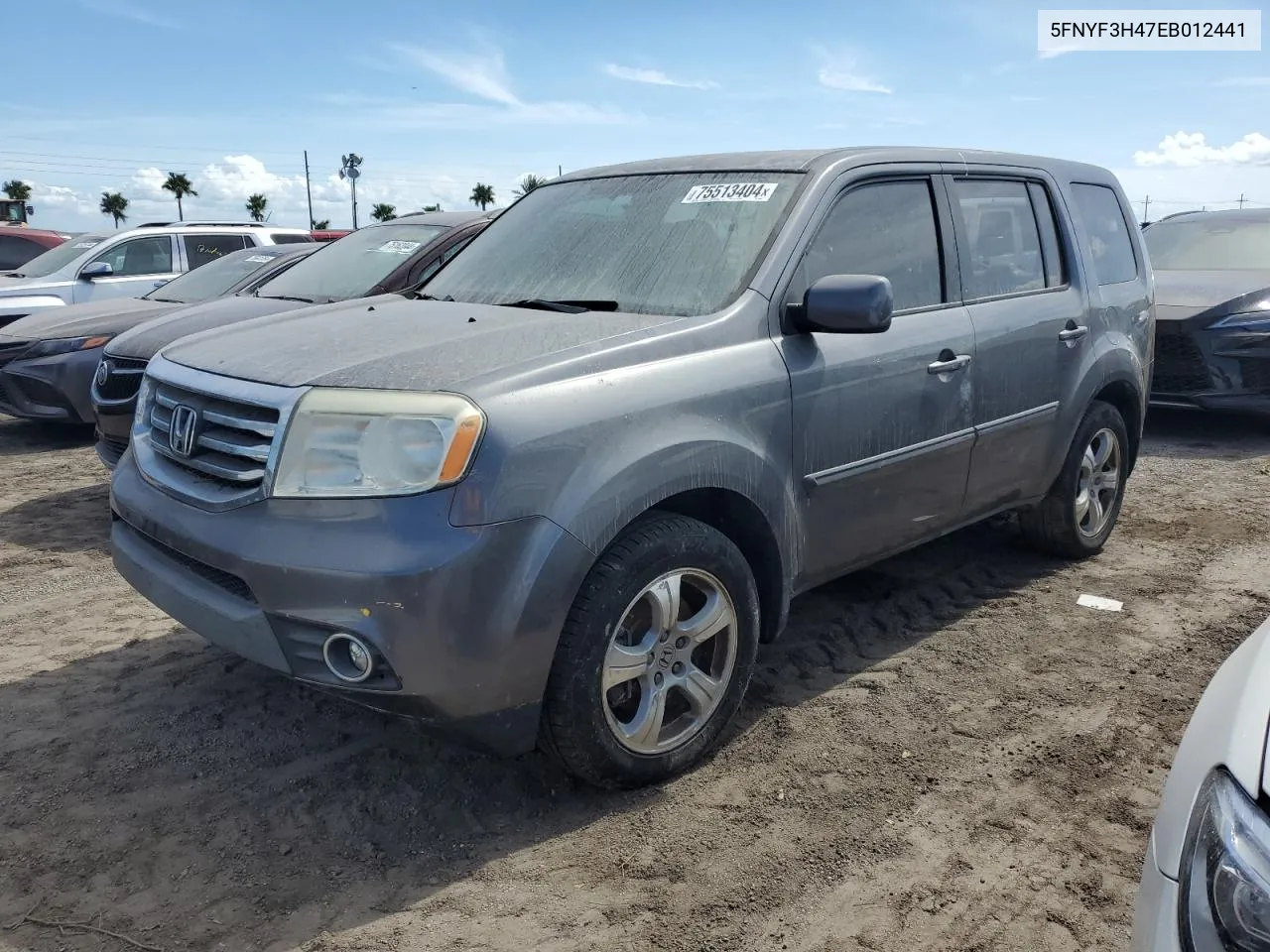 2014 Honda Pilot Ex VIN: 5FNYF3H47EB012441 Lot: 75513404