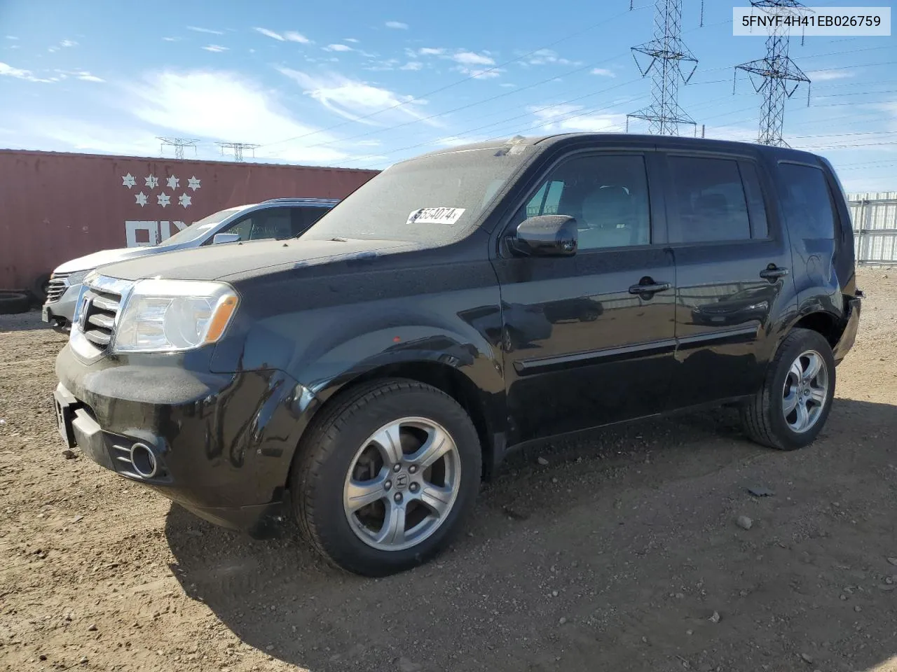 2014 Honda Pilot Ex VIN: 5FNYF4H41EB026759 Lot: 75554074