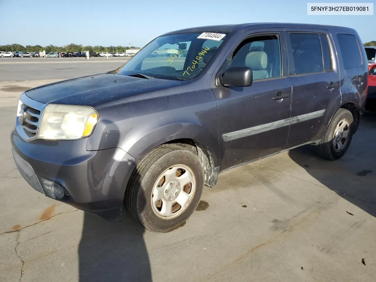 2014 Honda Pilot Lx VIN: 5FNYF3H27EB019081 Lot: 77044944