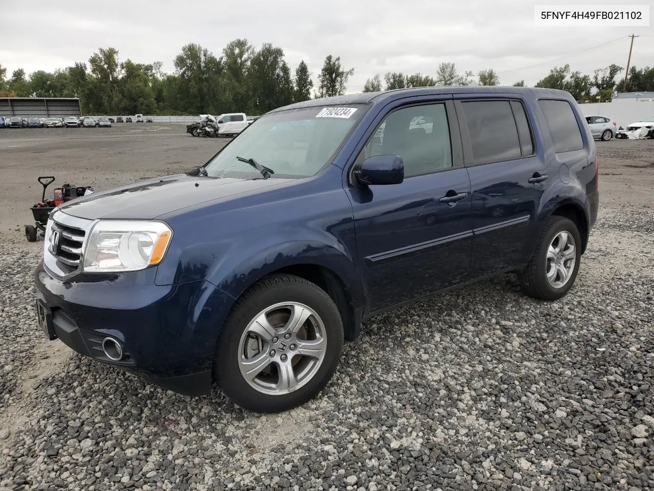 2015 Honda Pilot Ex VIN: 5FNYF4H49FB021102 Lot: 71924234