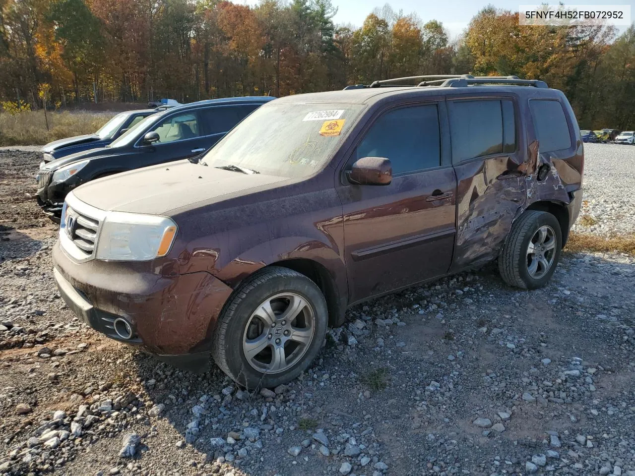 2015 Honda Pilot Exl VIN: 5FNYF4H52FB072952 Lot: 77262984